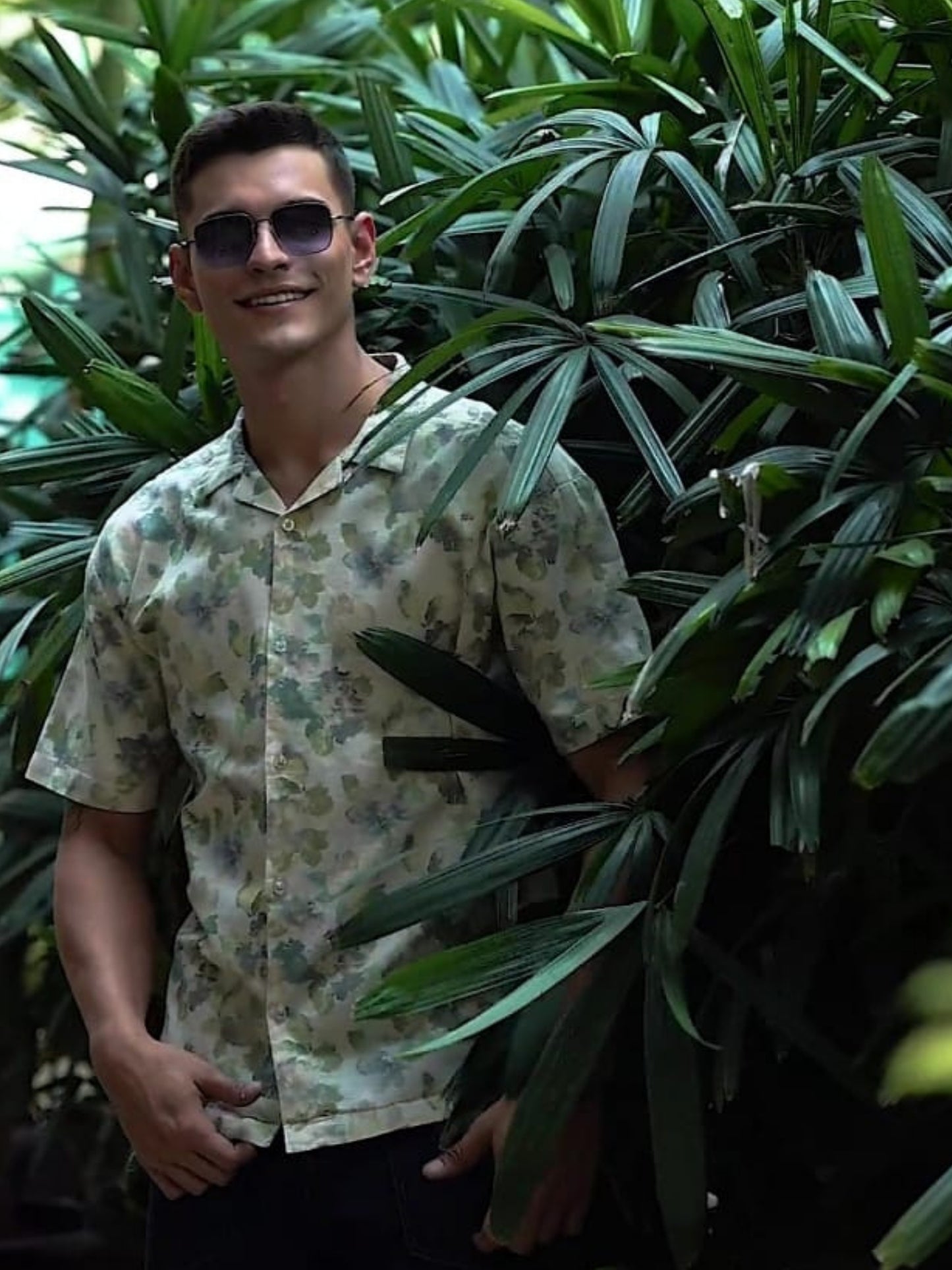 Green Printed Expression Shirt