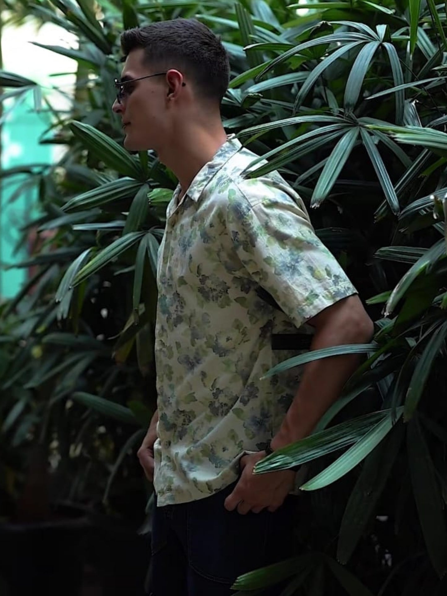 Green Printed Expression Shirt