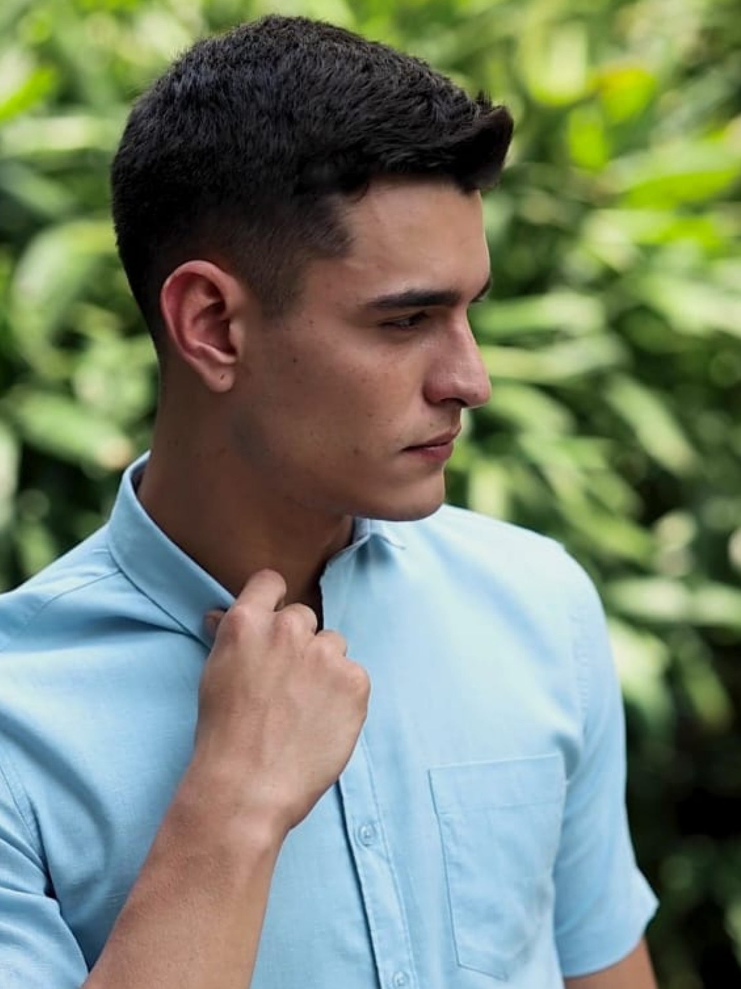 Sky Blue Pure Linen Half Sleeves Shirts
