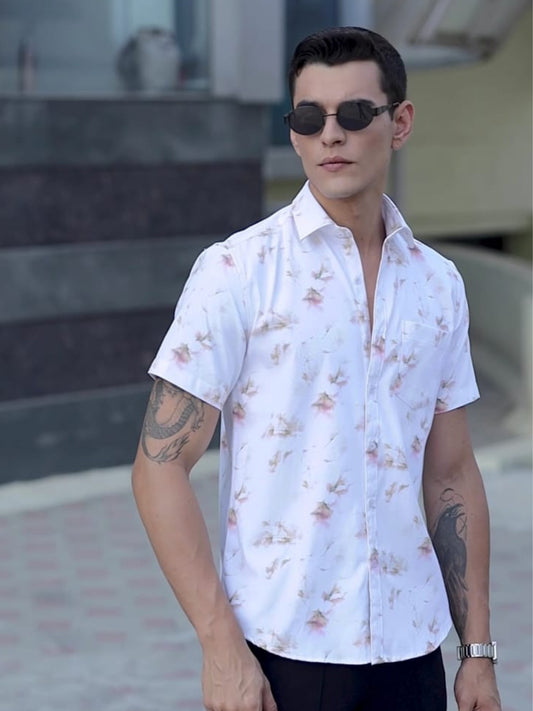 White Floral Printed Expression Shirt