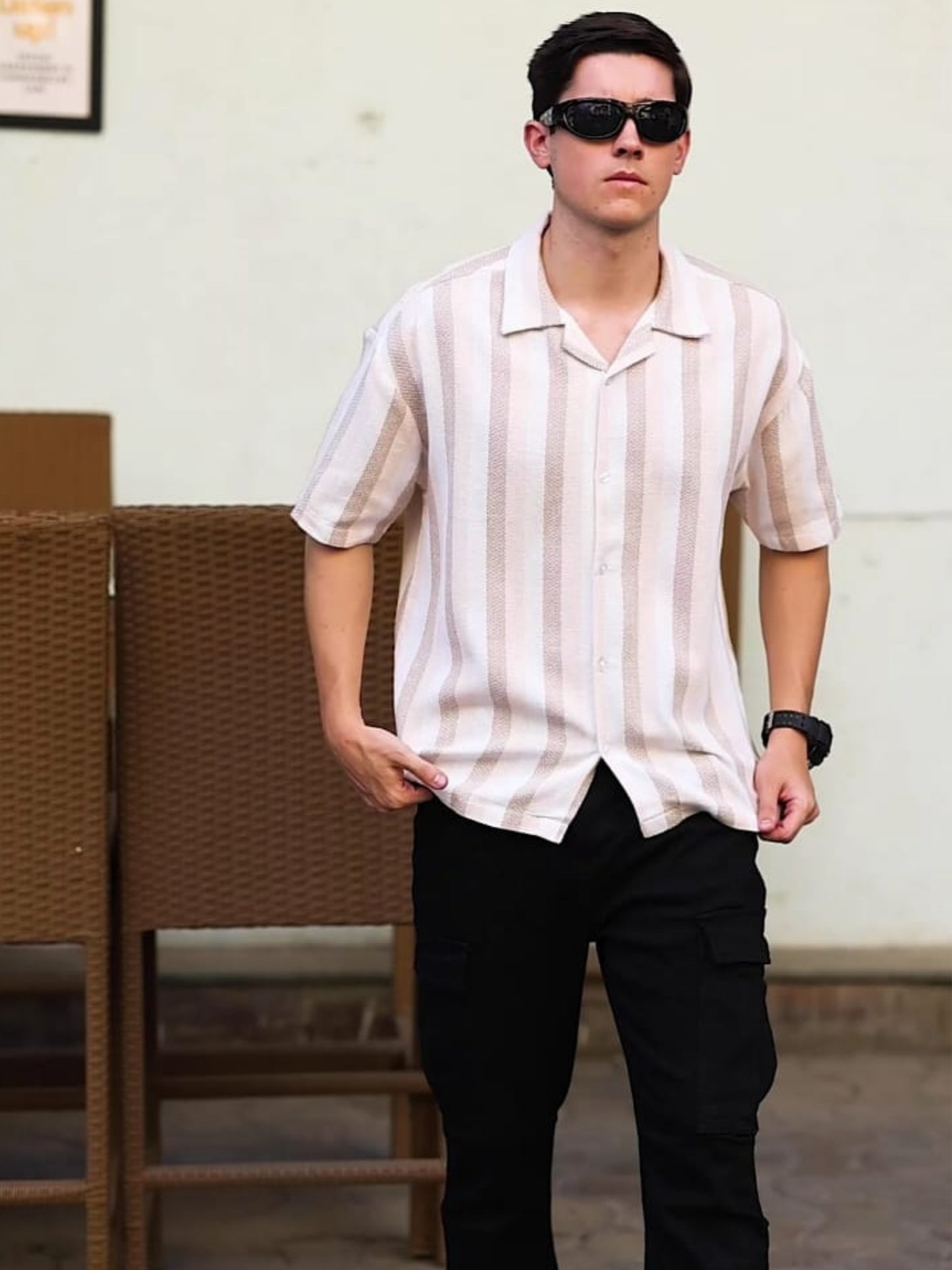 Half White Stripes Striped Shirt