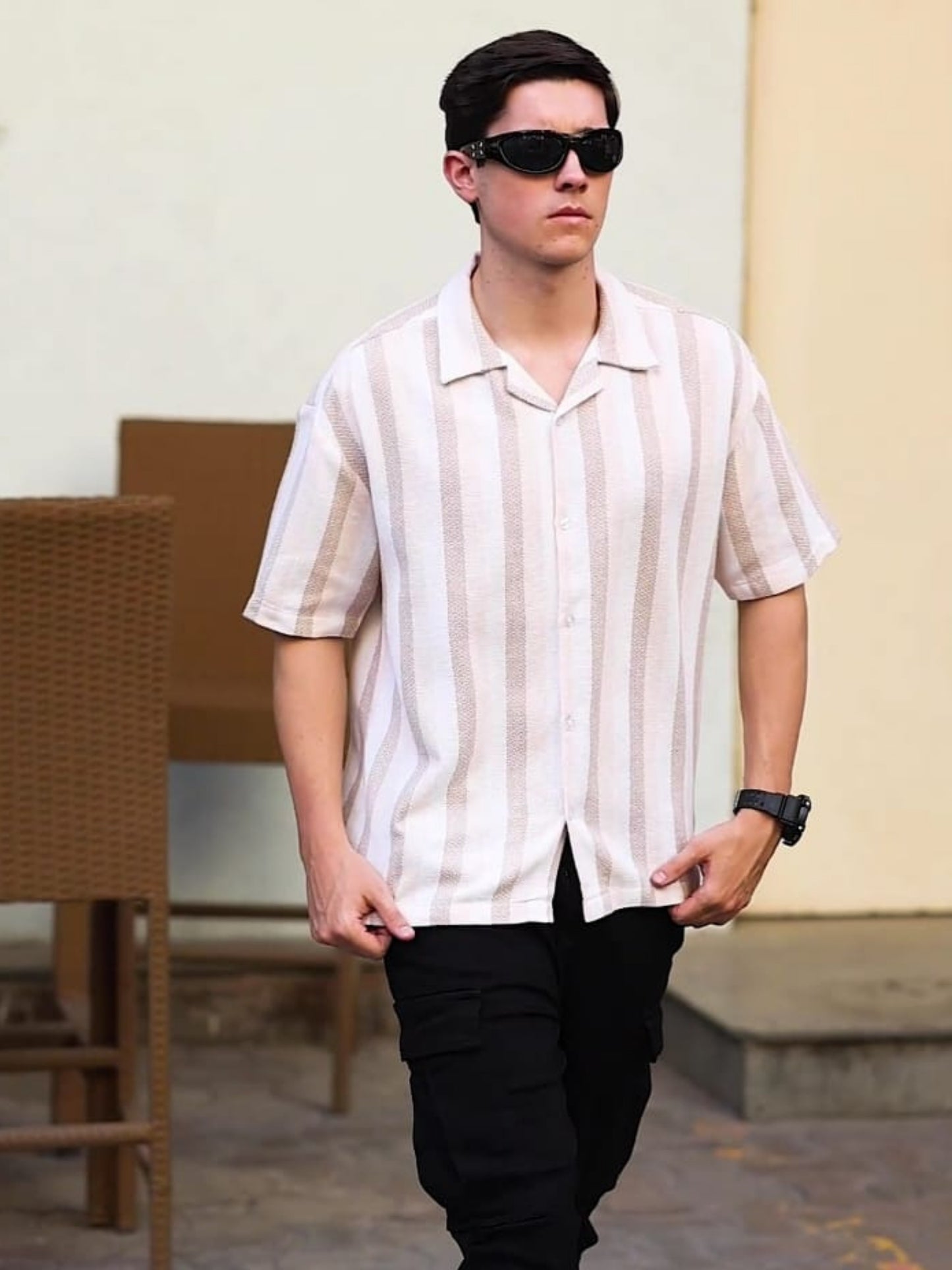 Half White Stripes Striped Shirt