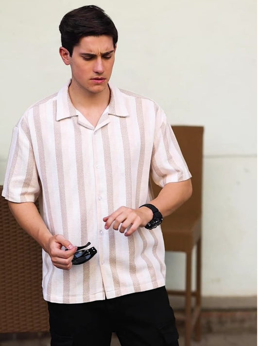 Half White Stripes Striped Shirt