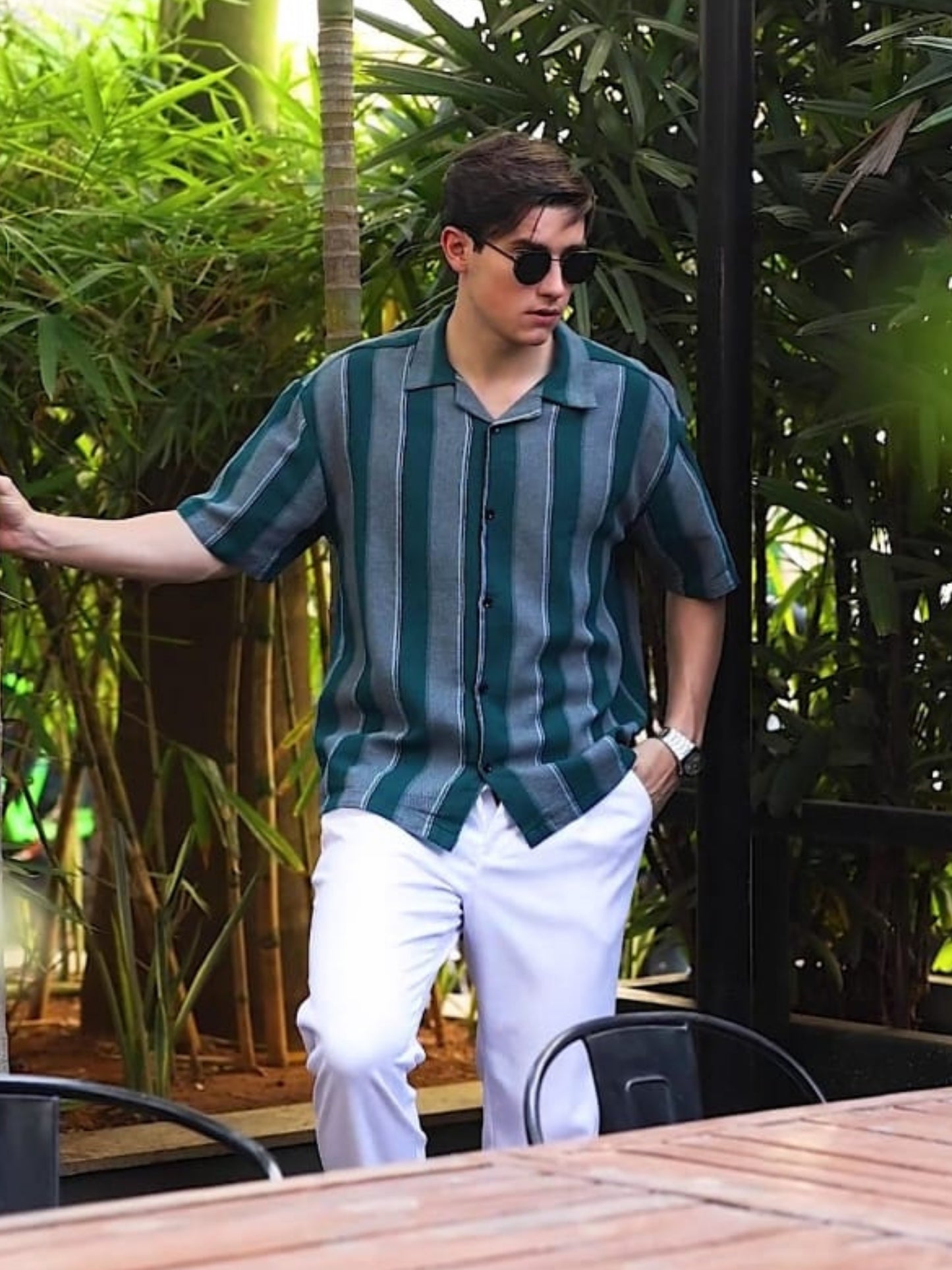 Sea Green Stripes Striped Shirt