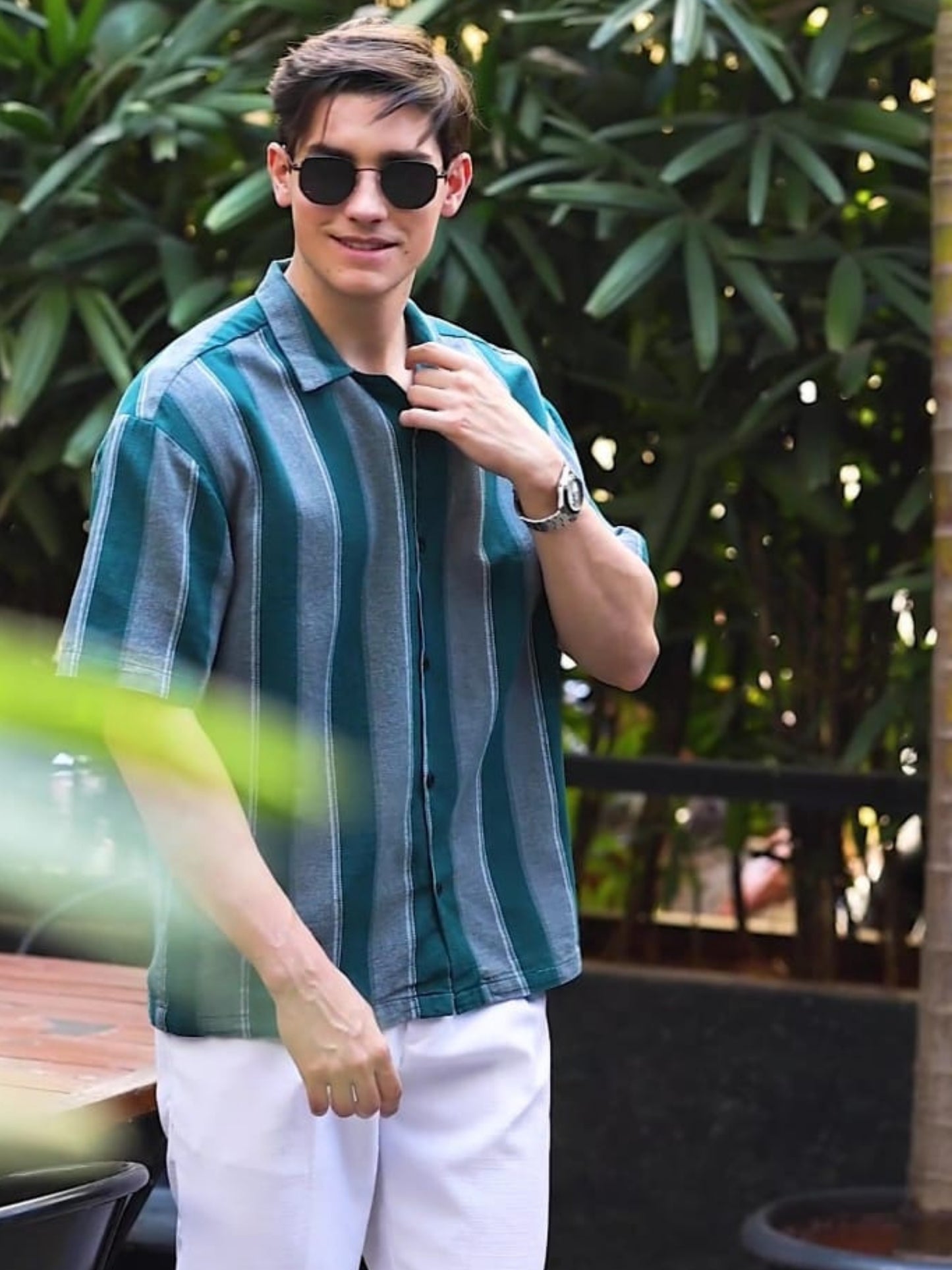 Sea Green Stripes Striped Shirt