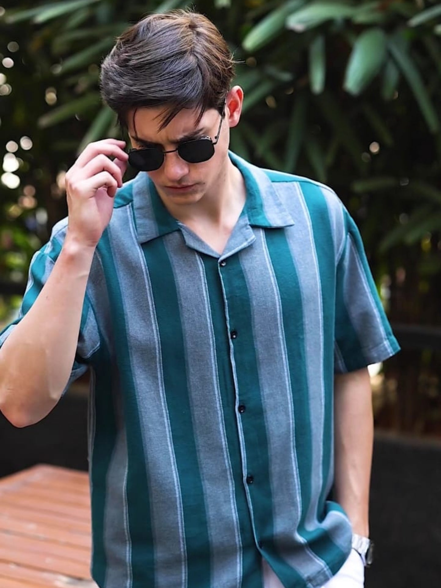 Sea Green Stripes Striped Shirt