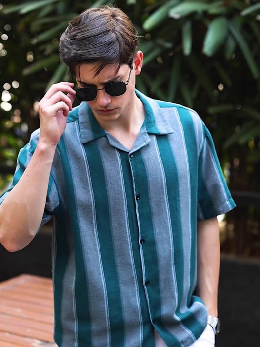 Sea Green Stripes Striped Shirt