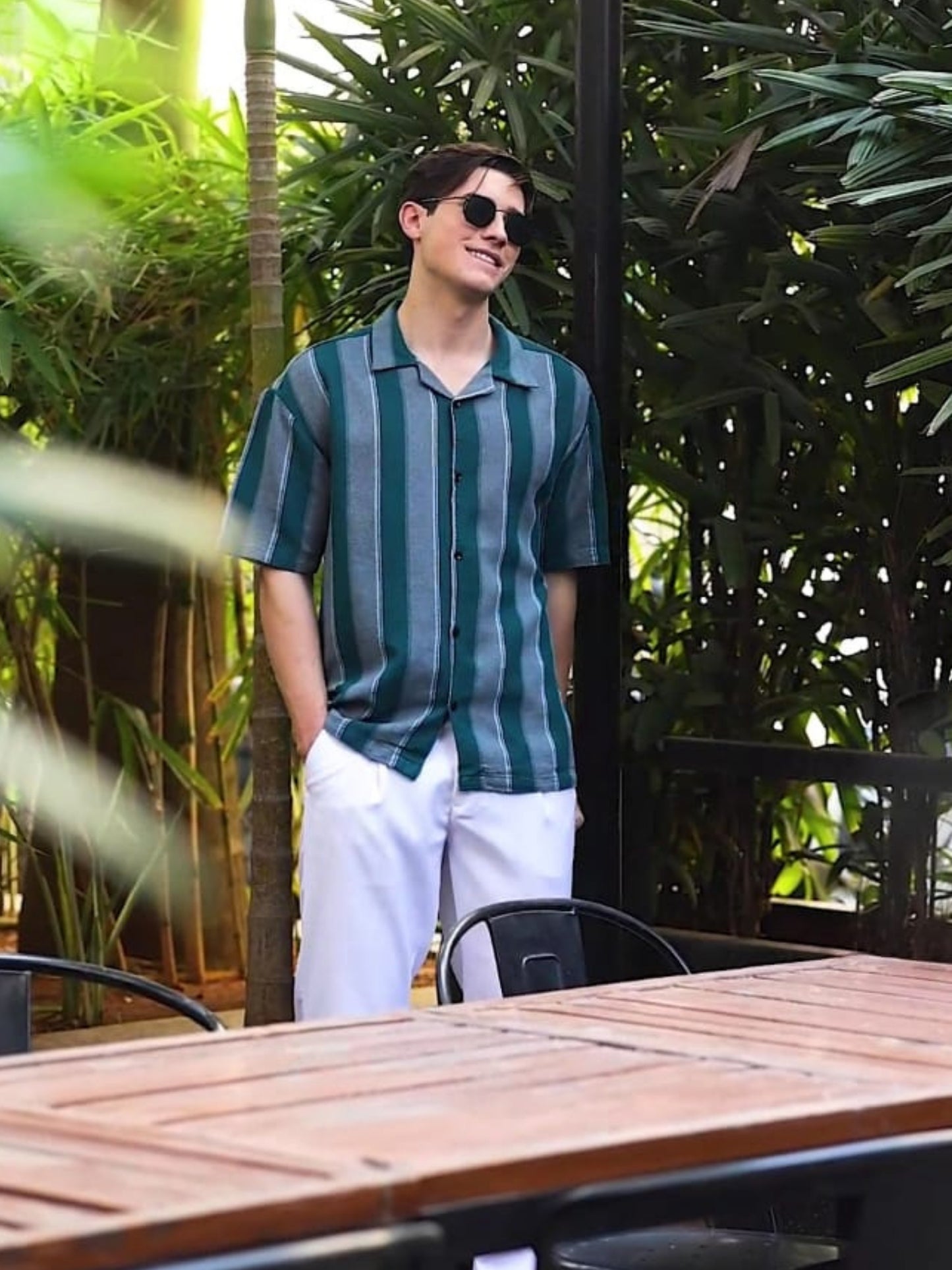 Sea Green Stripes Striped Shirt