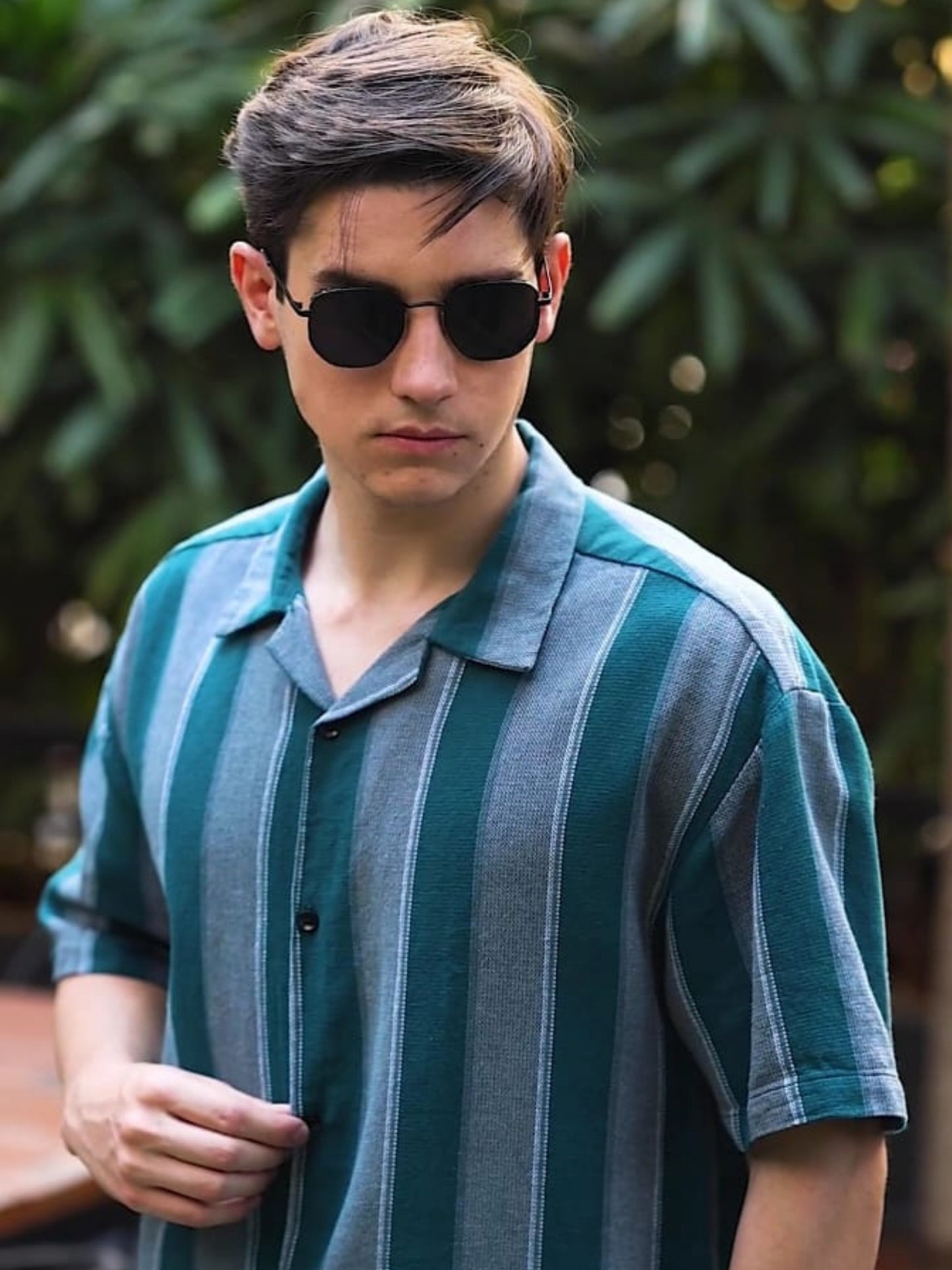 Sea Green Stripes Striped Shirt
