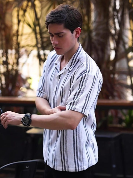 White and Black Stripes Striped Shirt