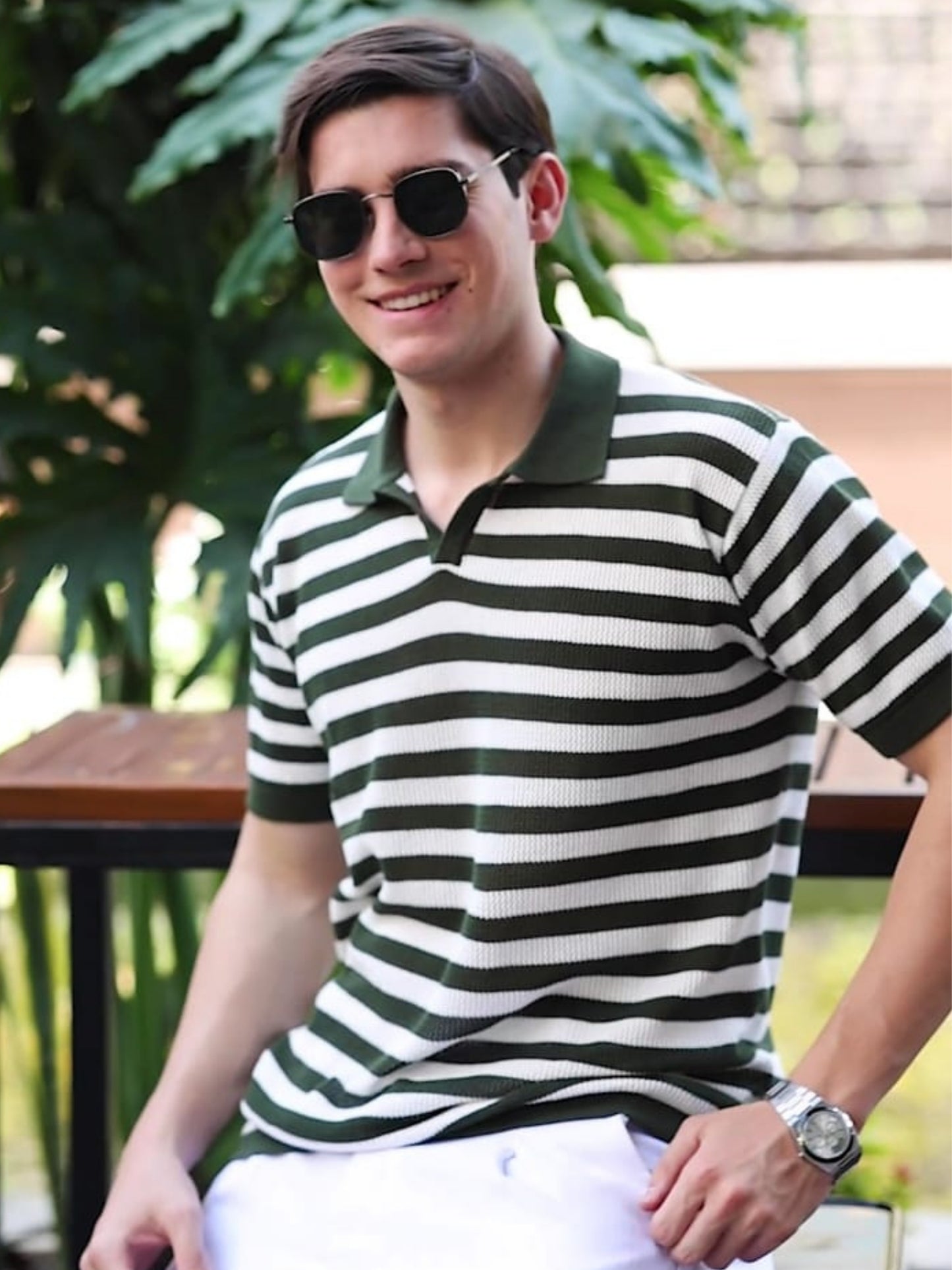 Classic Polo Tee - Green & White