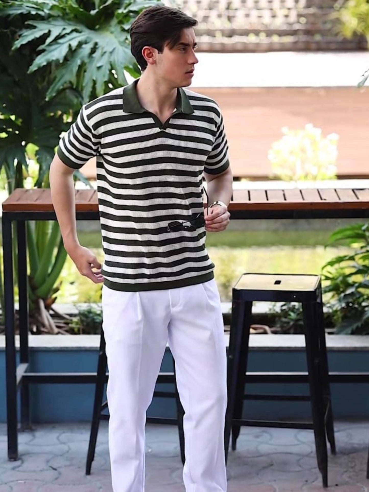 Classic Polo Tee - Green & White