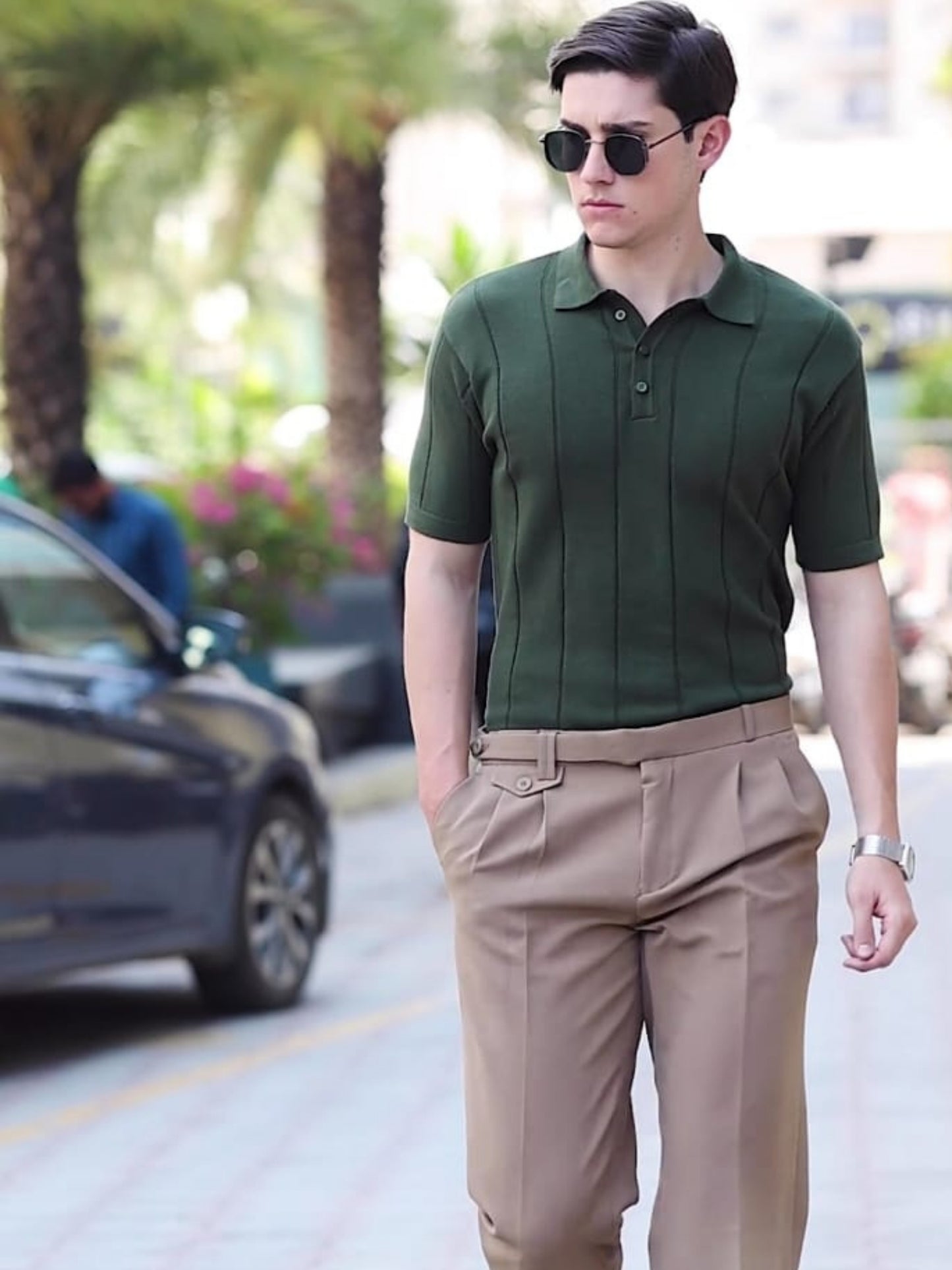 Olive Green Vibe Shift Polo