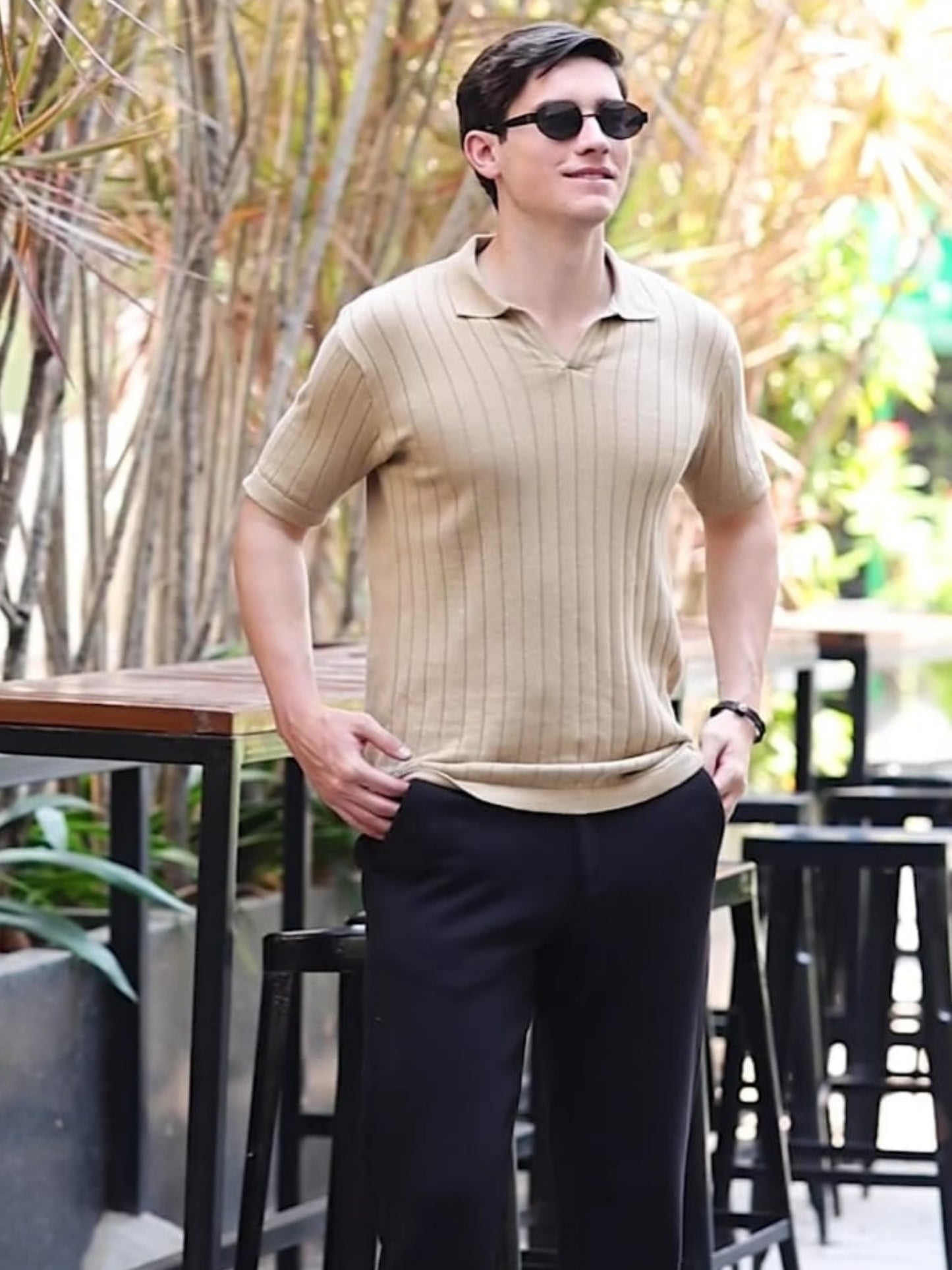 Beige Vibe Shift Polo