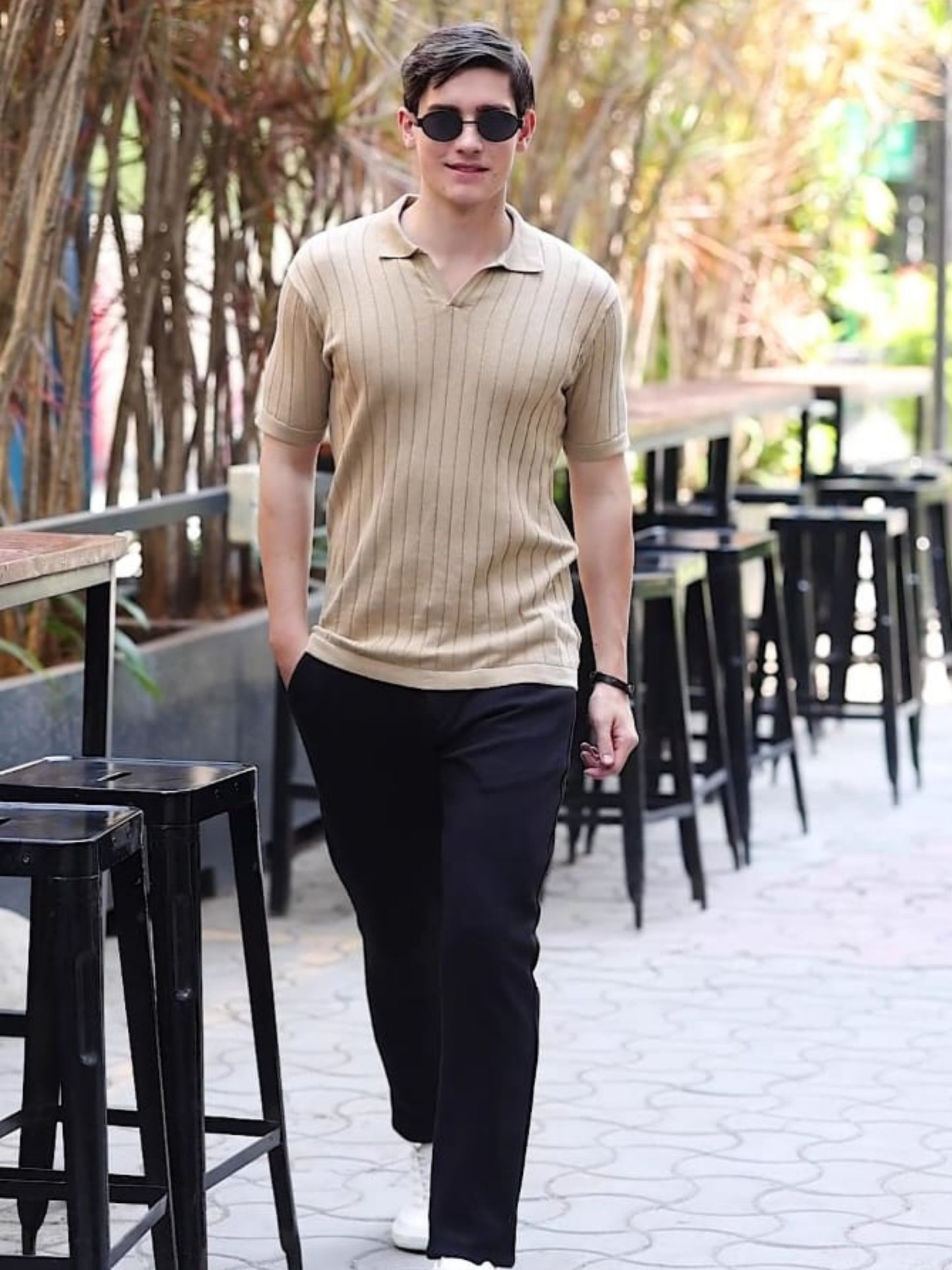 Beige Vibe Shift Polo
