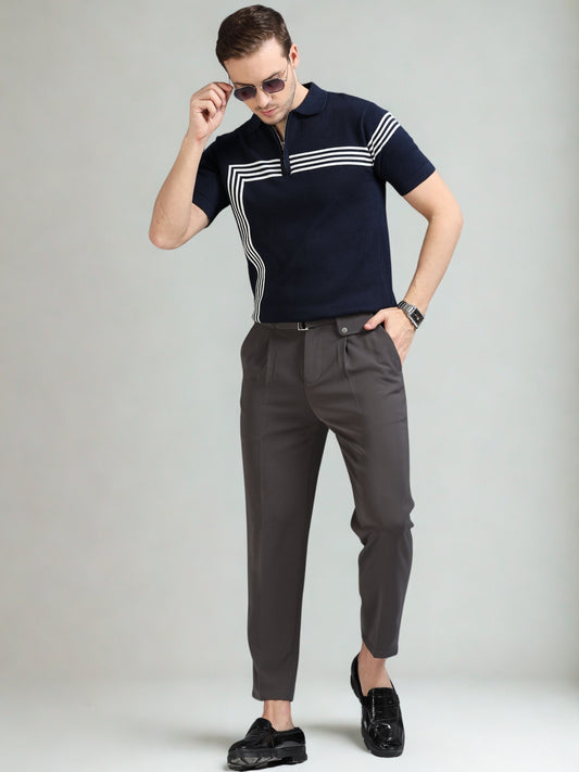 Navy Lines Design Polo T-Shirt