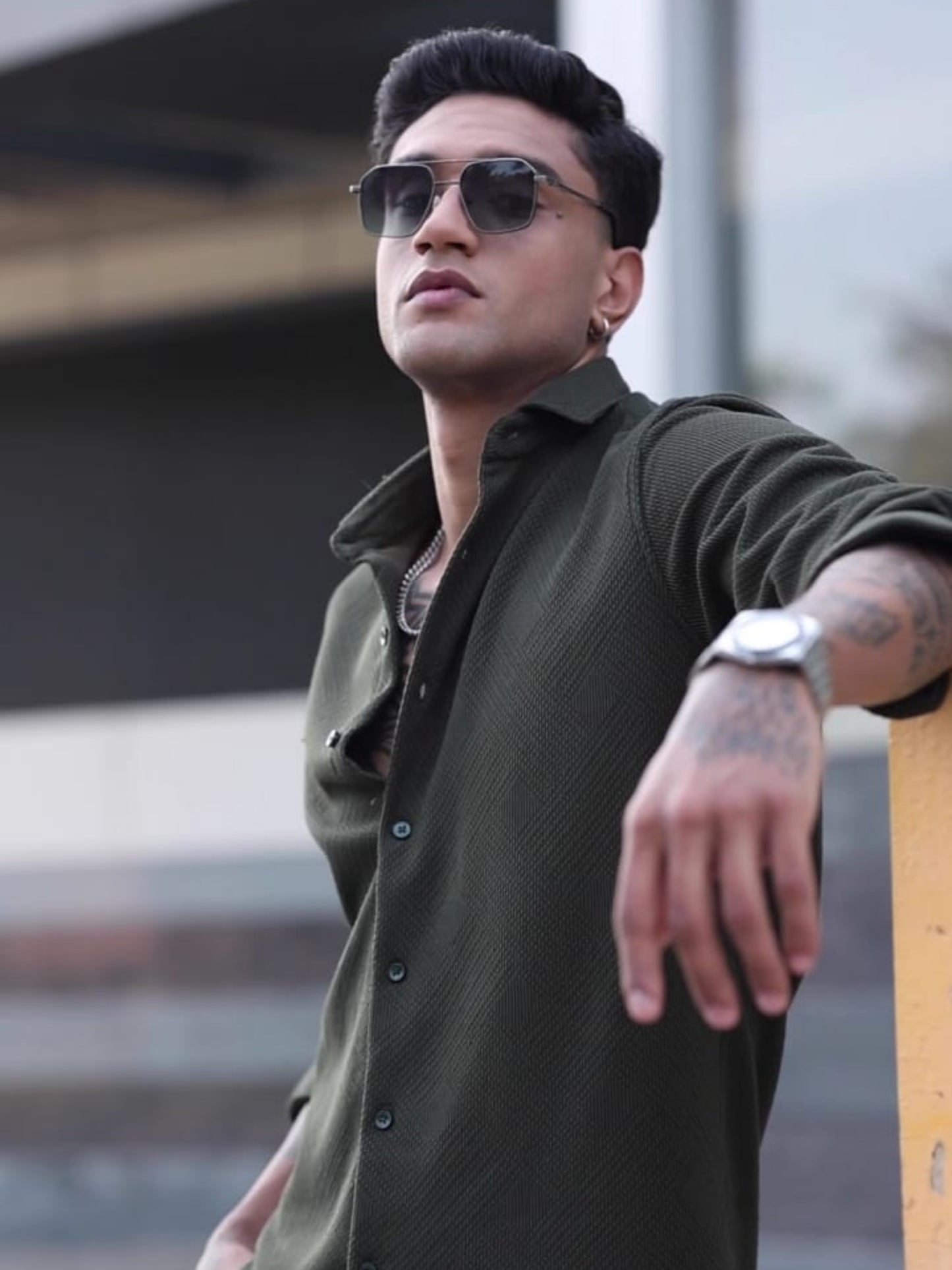 Green Imported Textured Shirts
