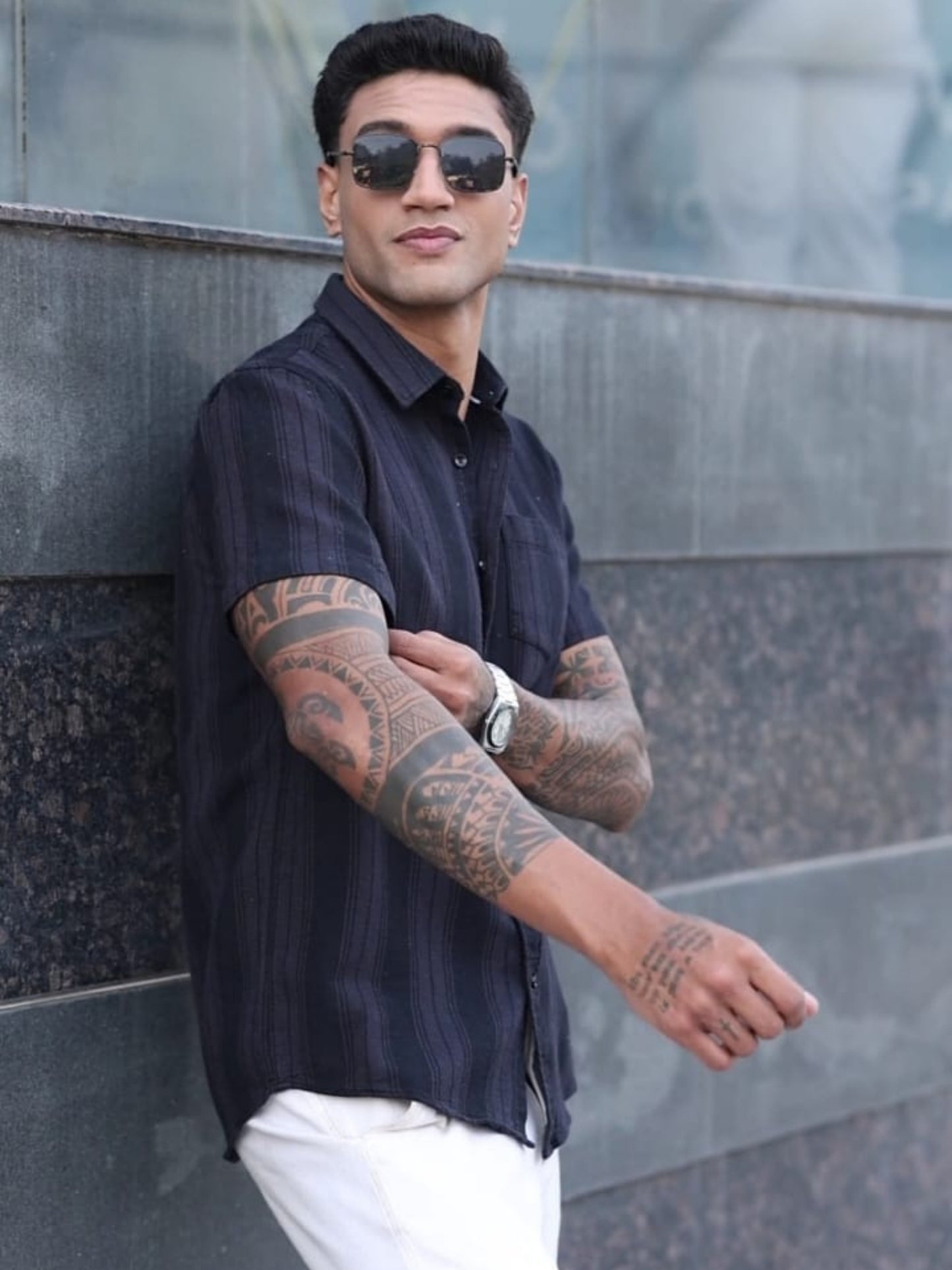 Black Stripes Striped Shirt