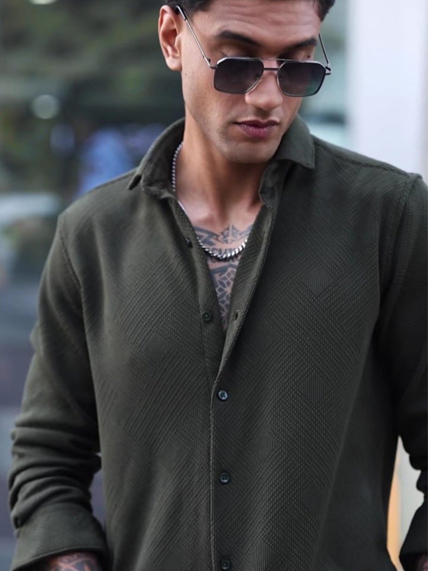 Green Imported Textured Shirts