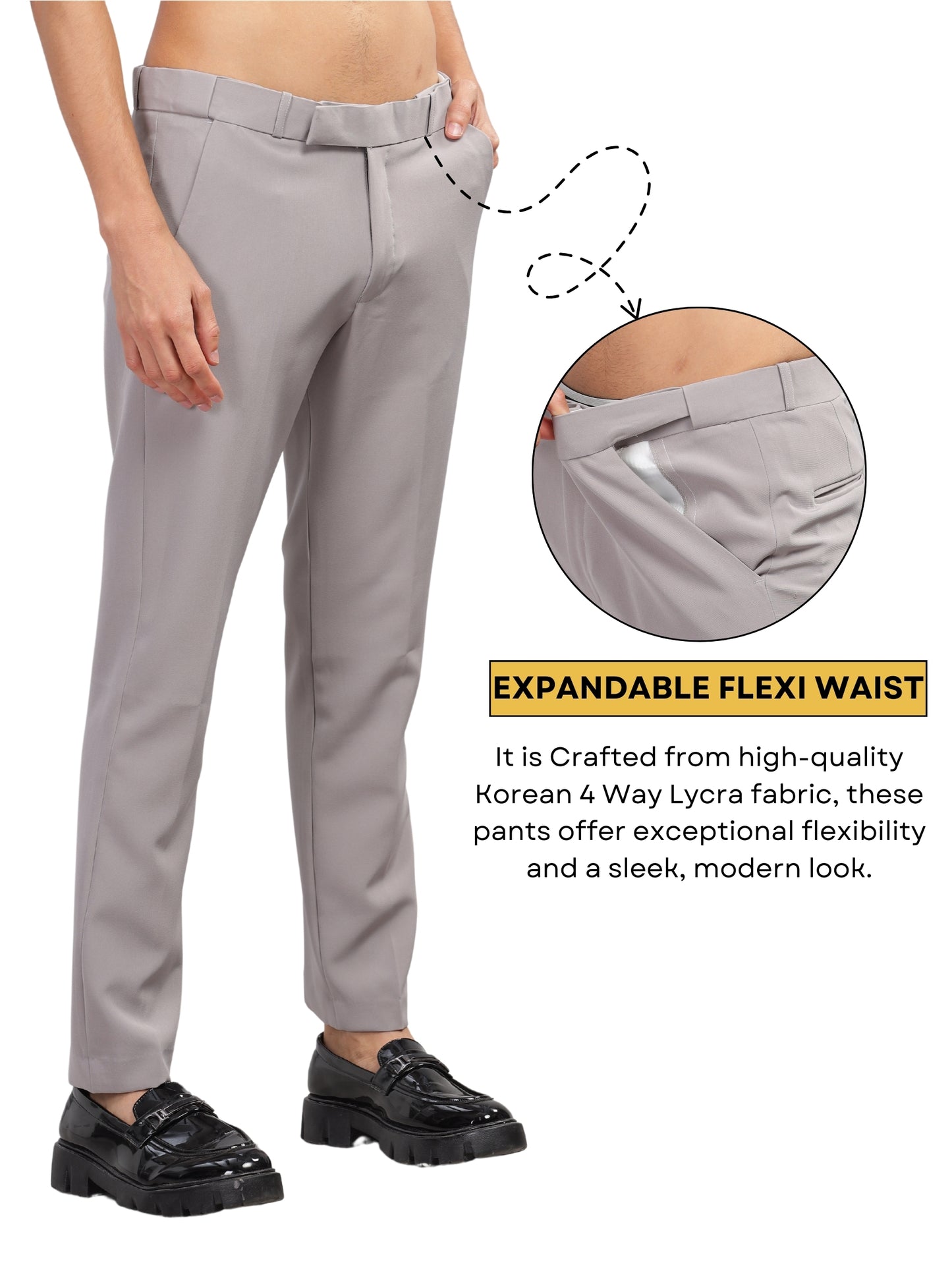 Platinium Grey Flexi Waist Trouser