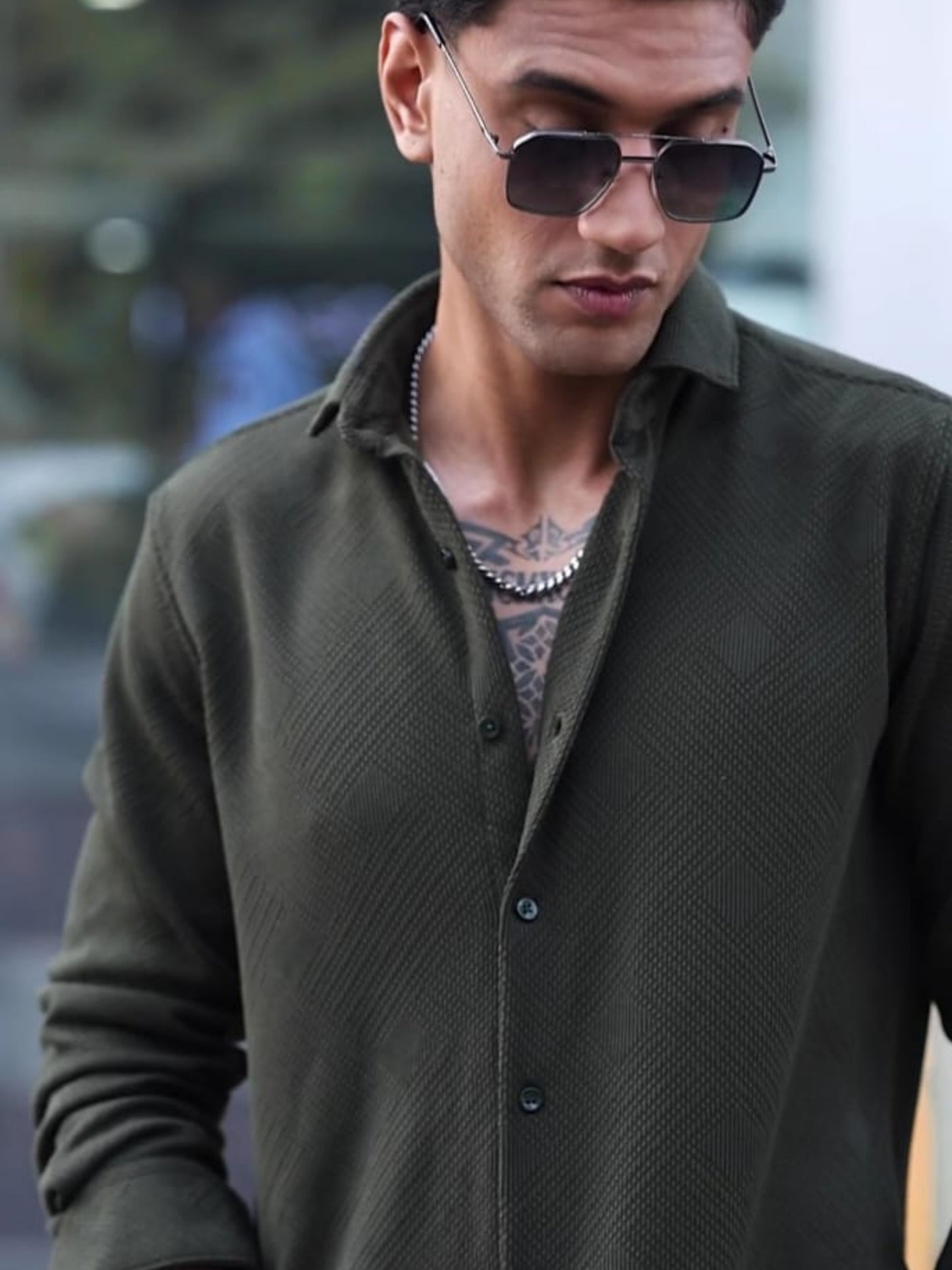 Green Imported Textured Shirts