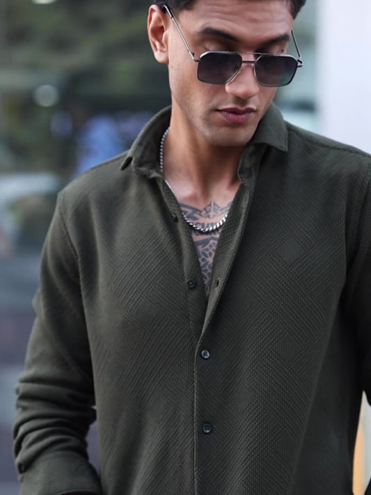 Green Imported Textured Shirts