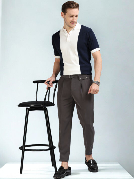 Navy Pannel Design Polo T-shirt