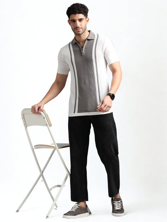 Classic Pannel Design Polo Tee - Grey
