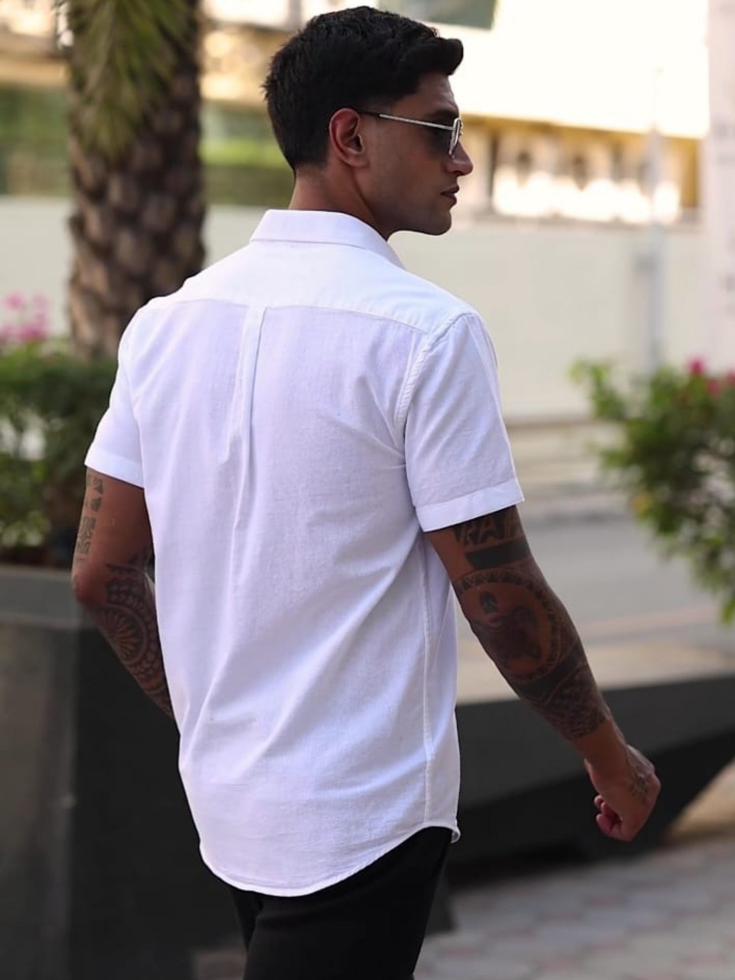 PURE WHITE TEXTURED FABRIC HALF SLEEVES SHIRTS