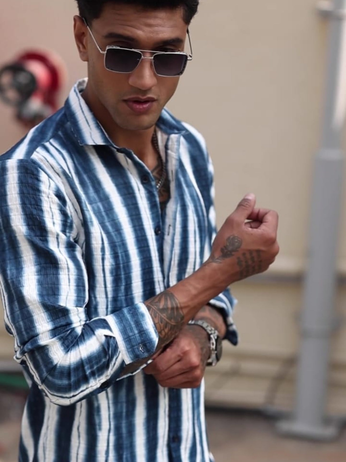 Indigo Blue Stripes Striped Shirt