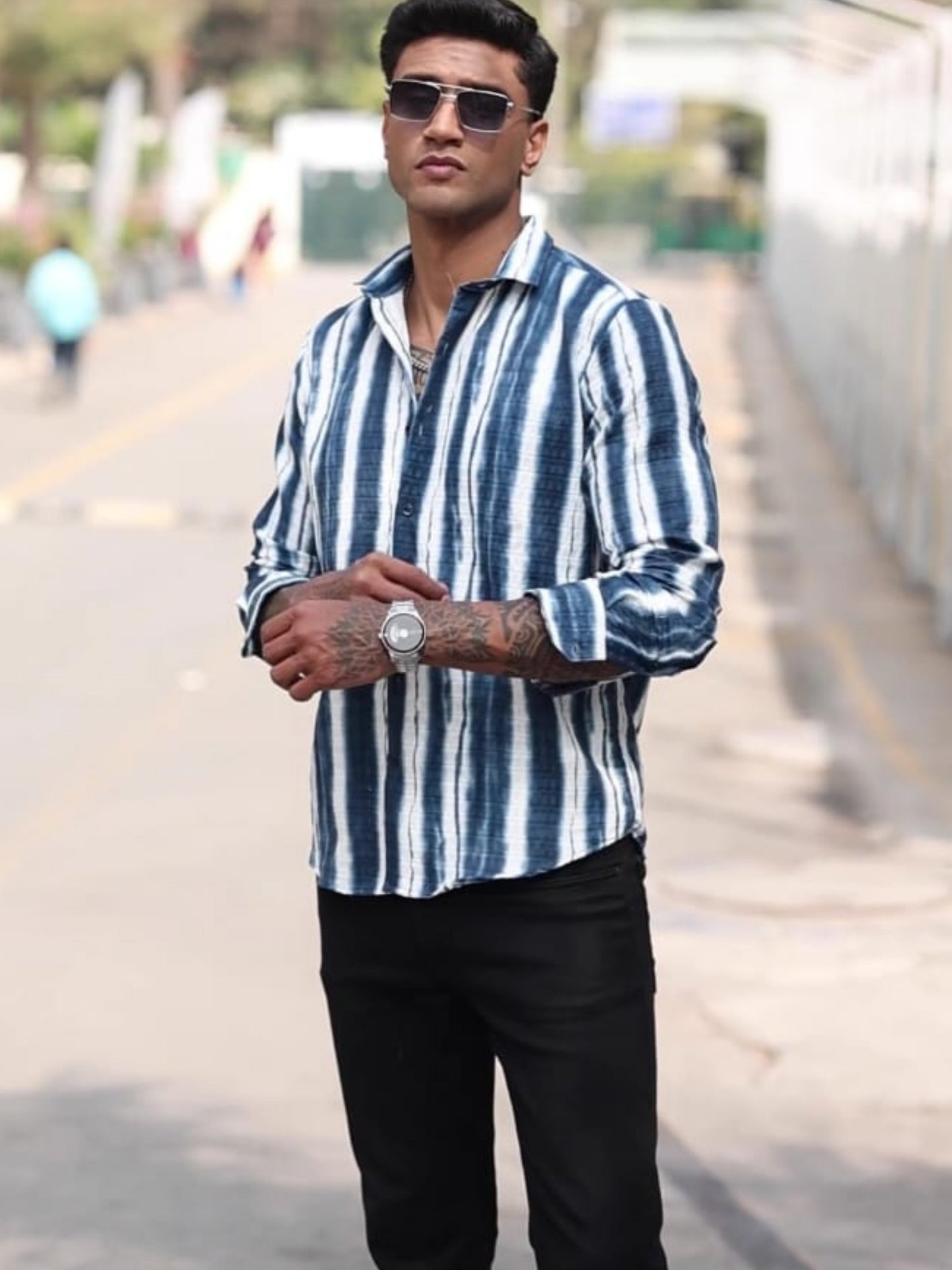 Indigo Blue Stripes Striped Shirt