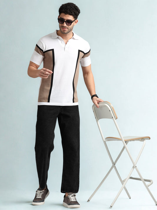 Classic Pannel Design Polo Tee - Brown