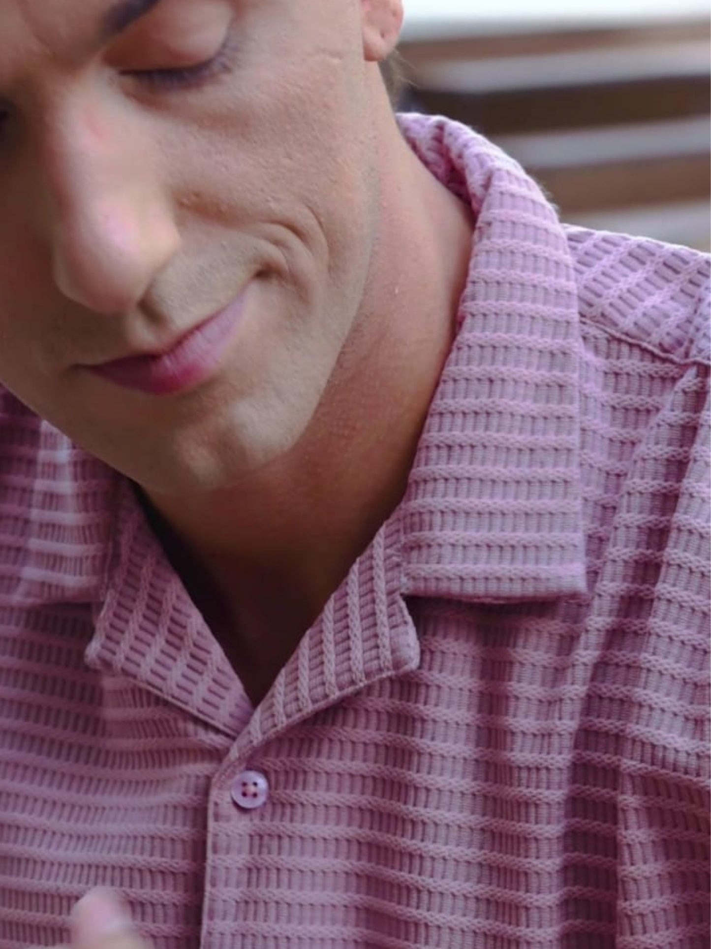 Imported Taiwan Sunset Plaid Textured Shirt - Pink