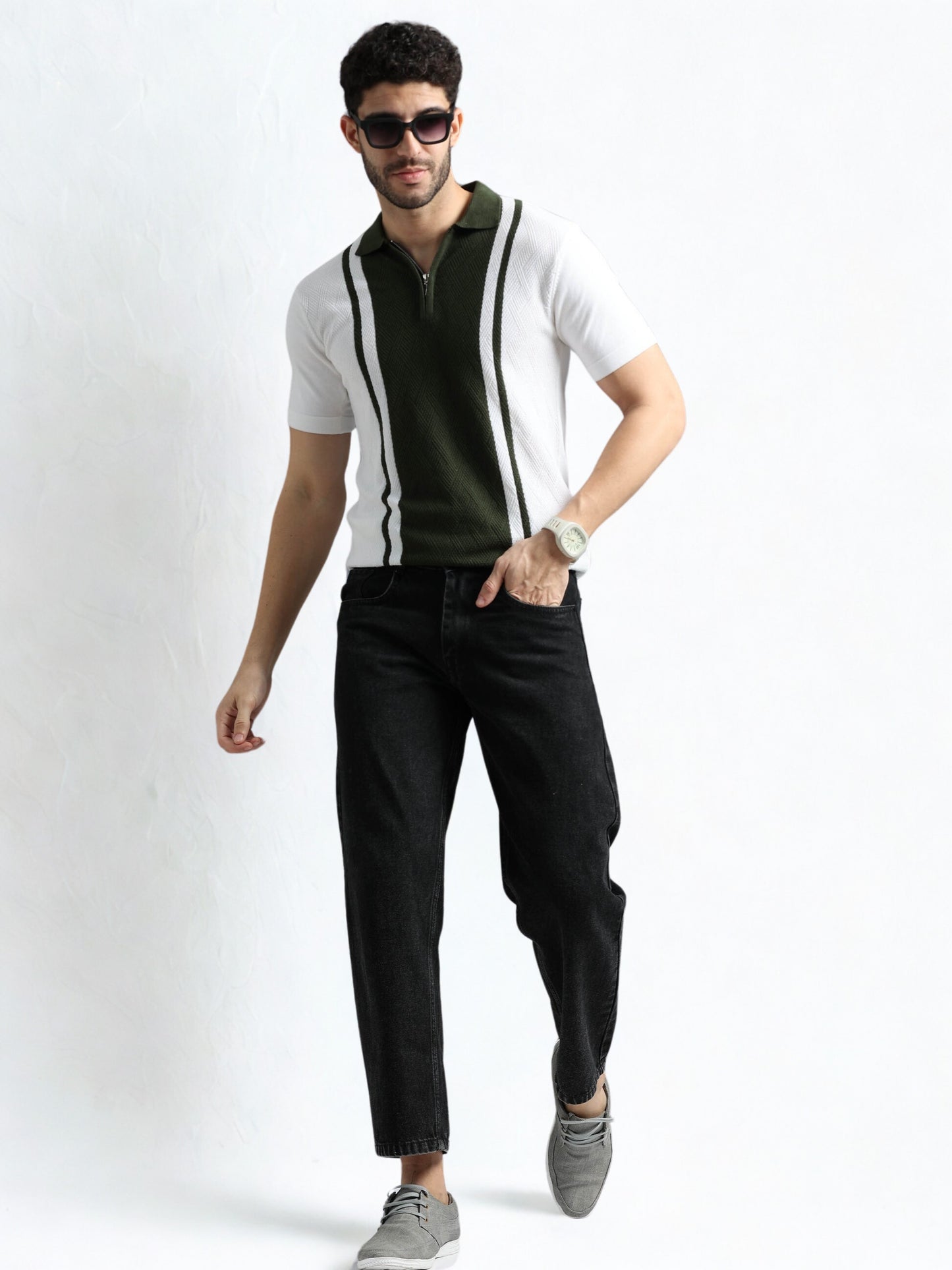 Classic Pannel Design Polo Tee - Olive