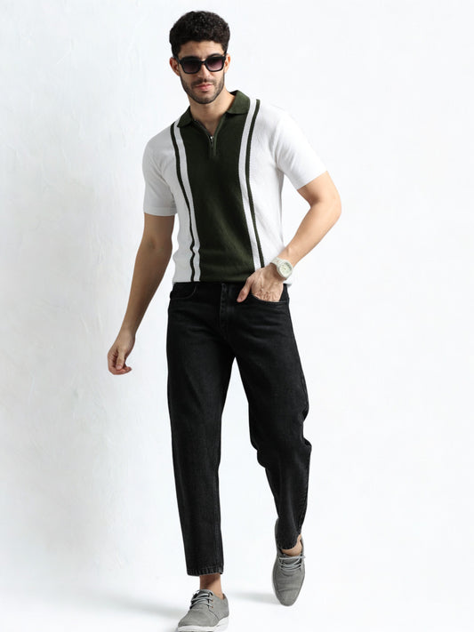 Classic Pannel Design Polo Tee - Olive