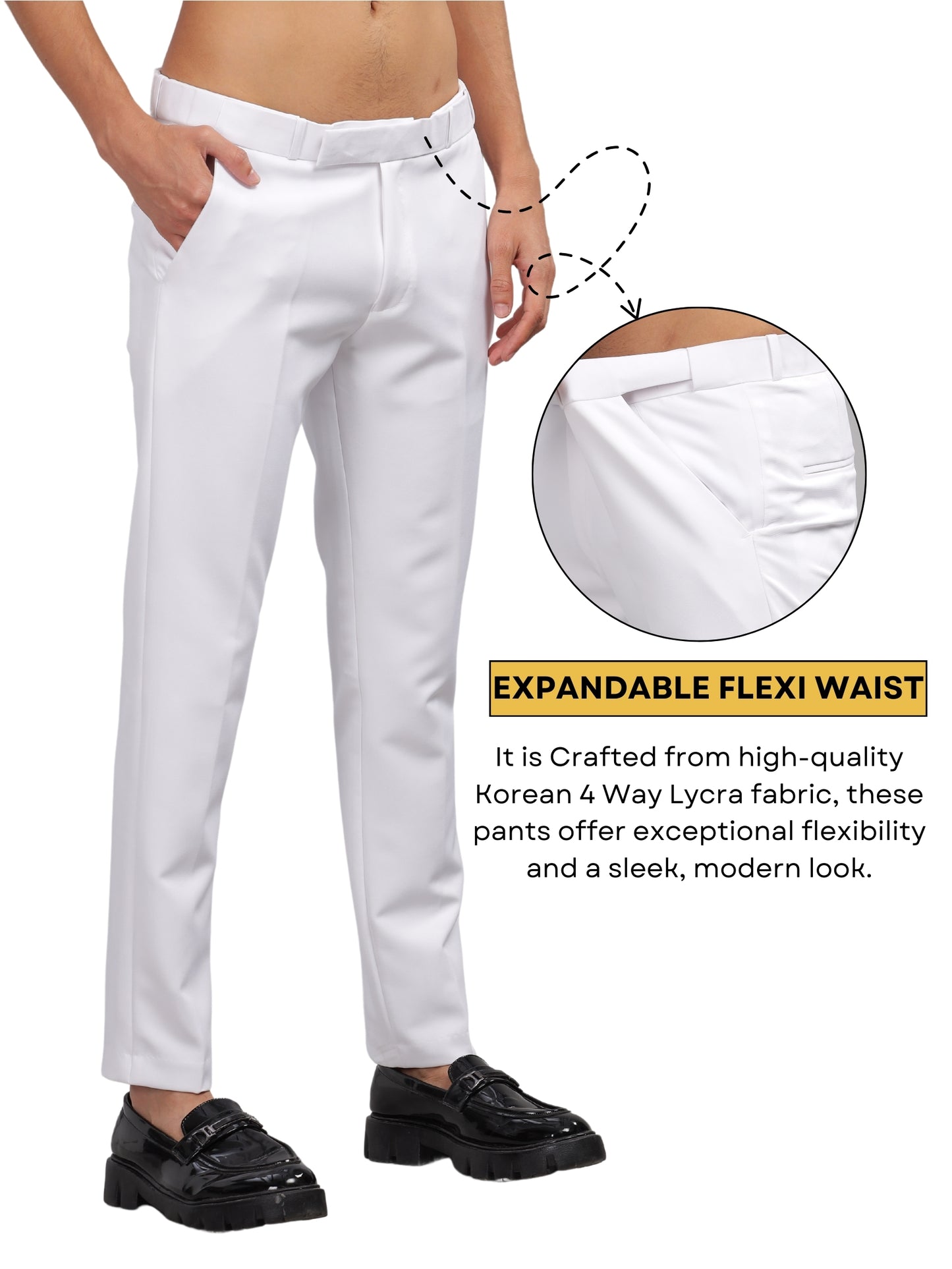 Extra White Flexi Waist Trouser