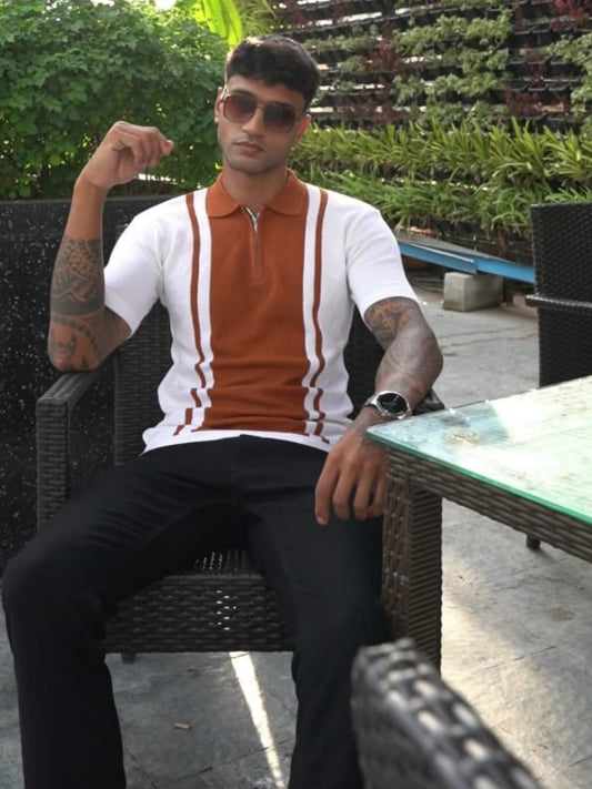 Classic Pannel Design Polo Tee - Orange