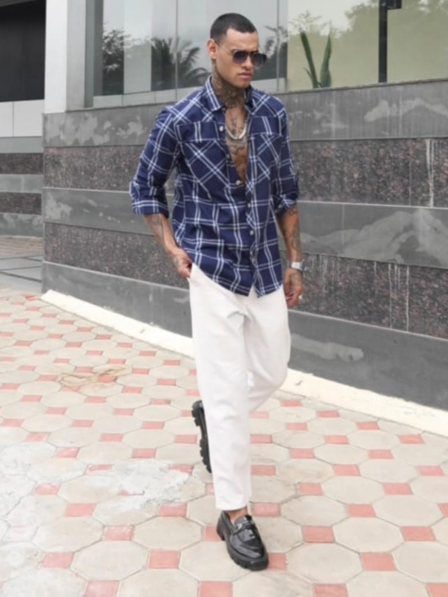 Blue Color Checks Shirt