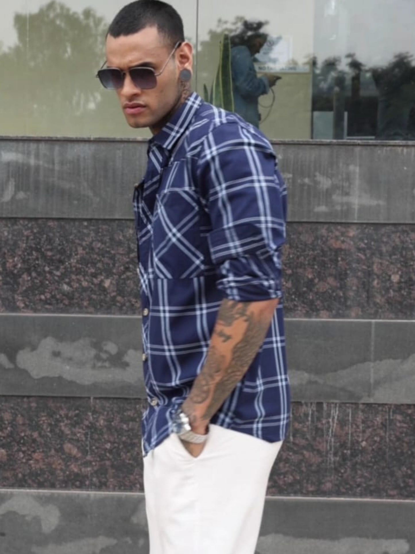 Blue Color Checks Shirt