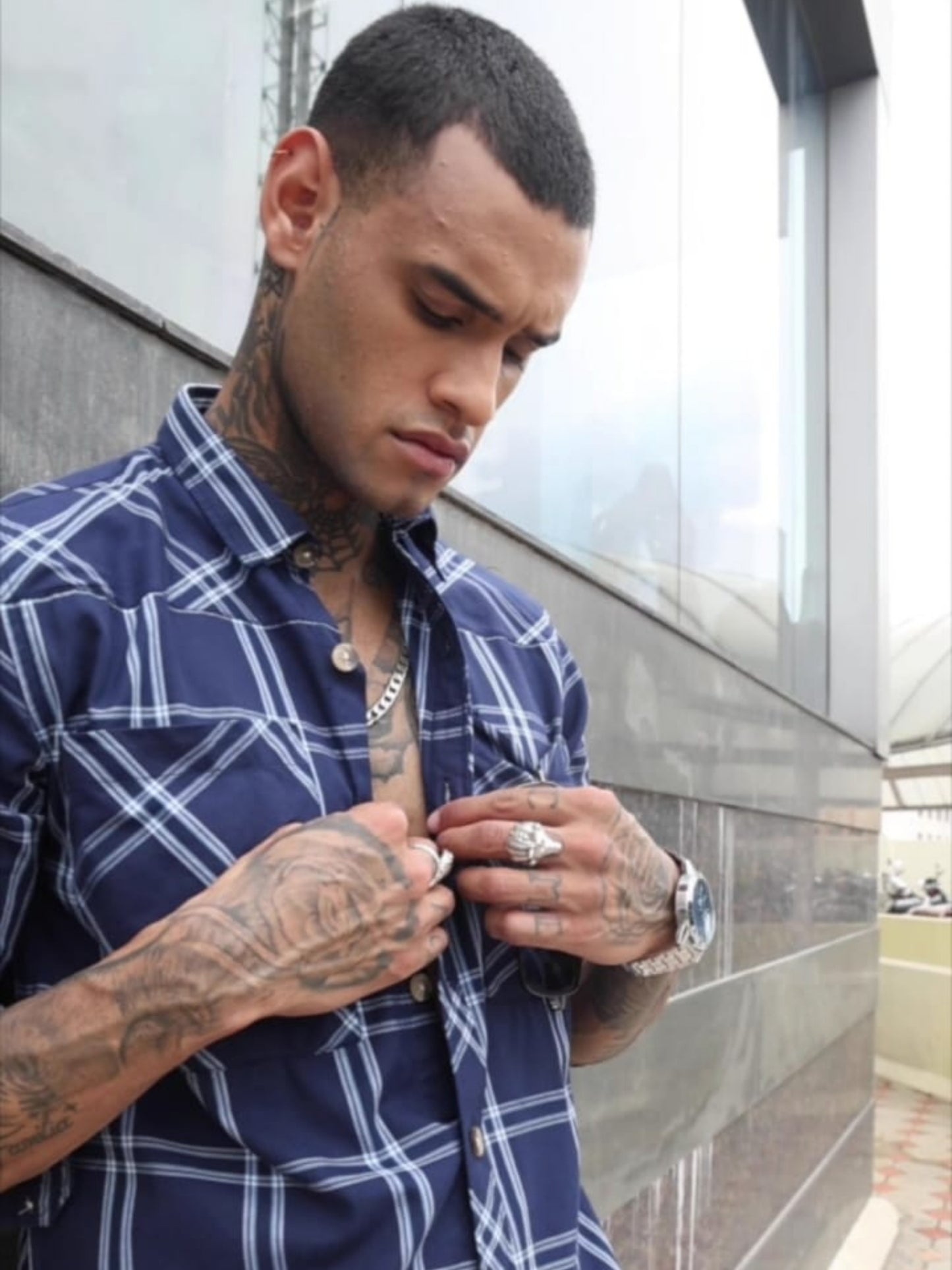 Blue Color Checks Shirt