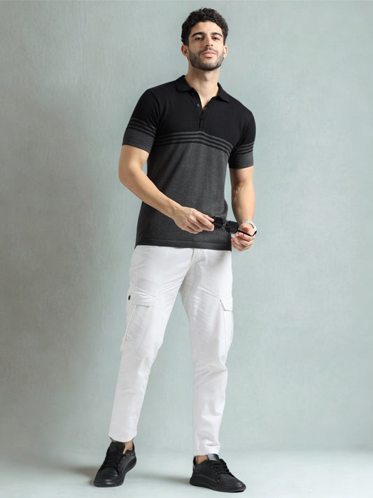 Classic Polo Tee - Black & Grey