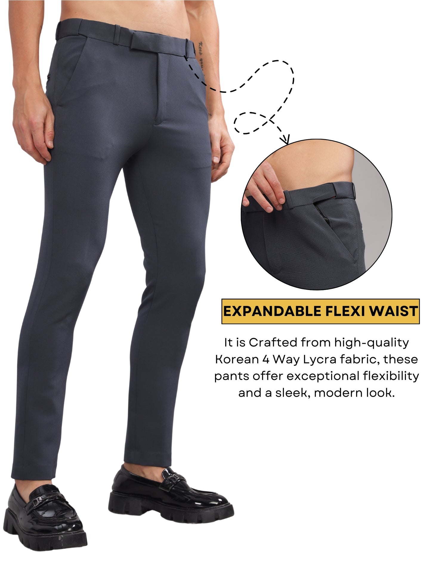 Jet Grey Flexi Waist Trouser