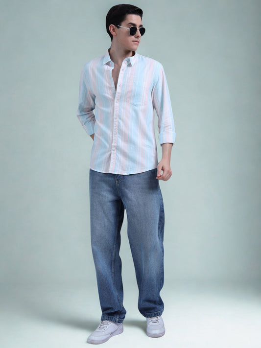 Blue Striped Cotton shirt