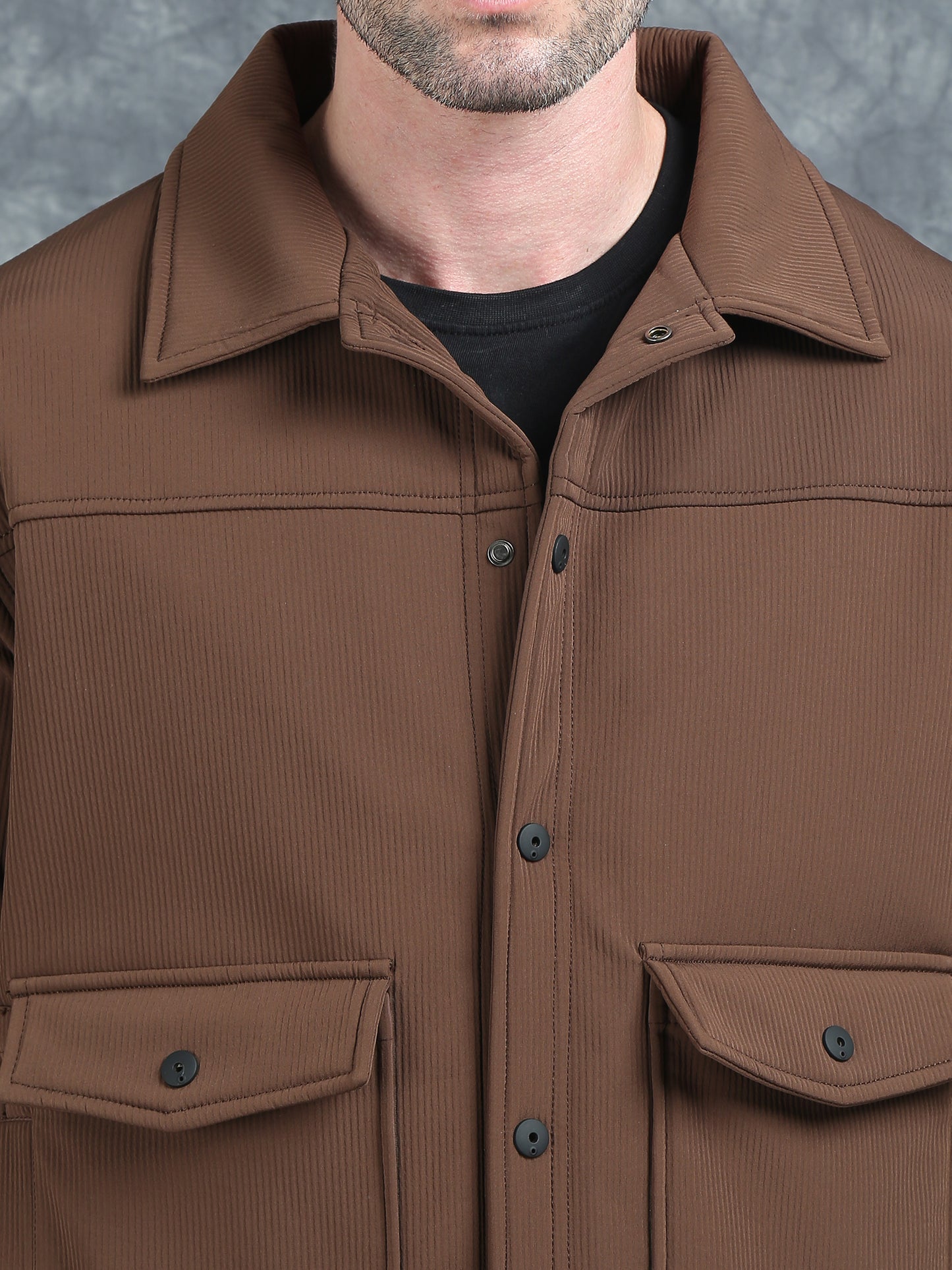 Dark Brown Double Pocket Imported Shackets