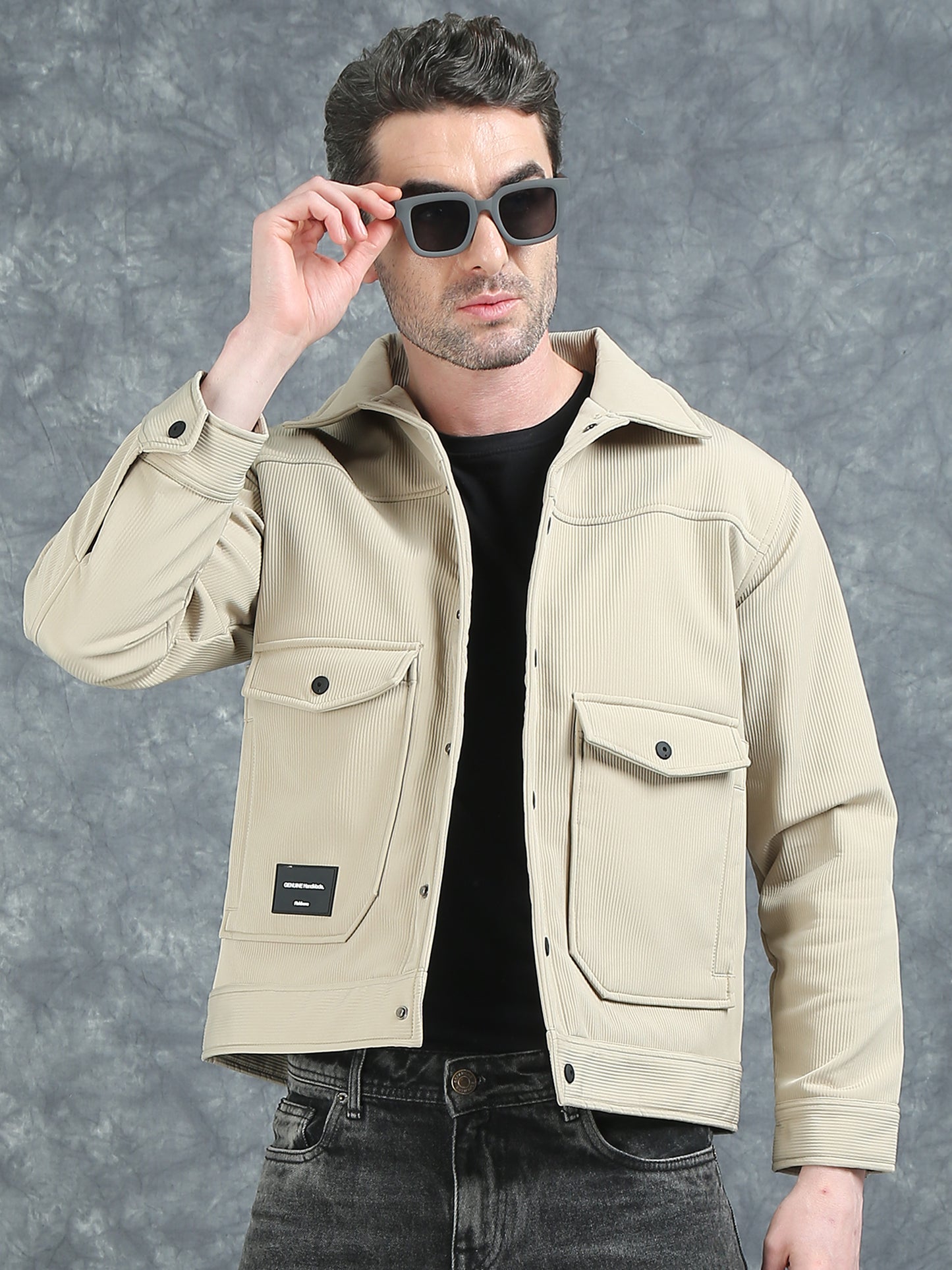 Beige Double Pocket Imported Shackets