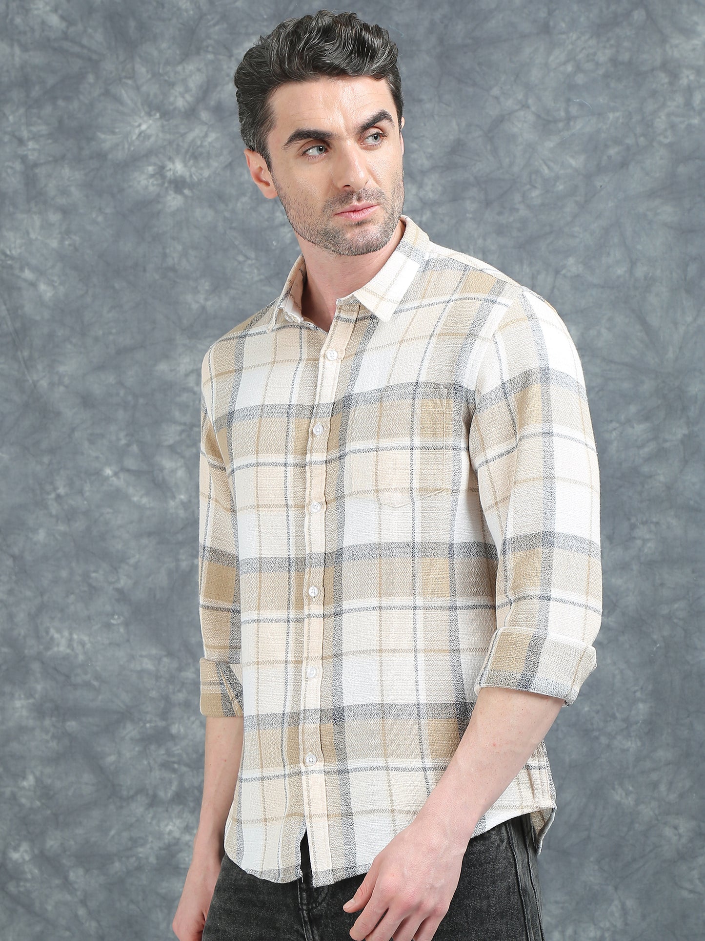Beige Checks Shirt