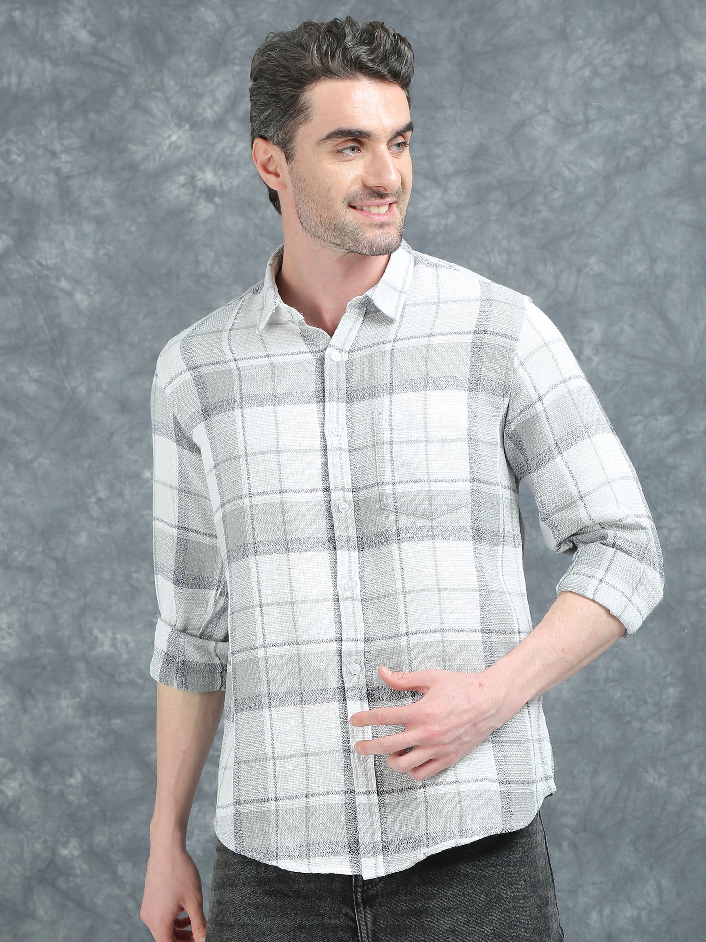 White with Grey Checks Shirt