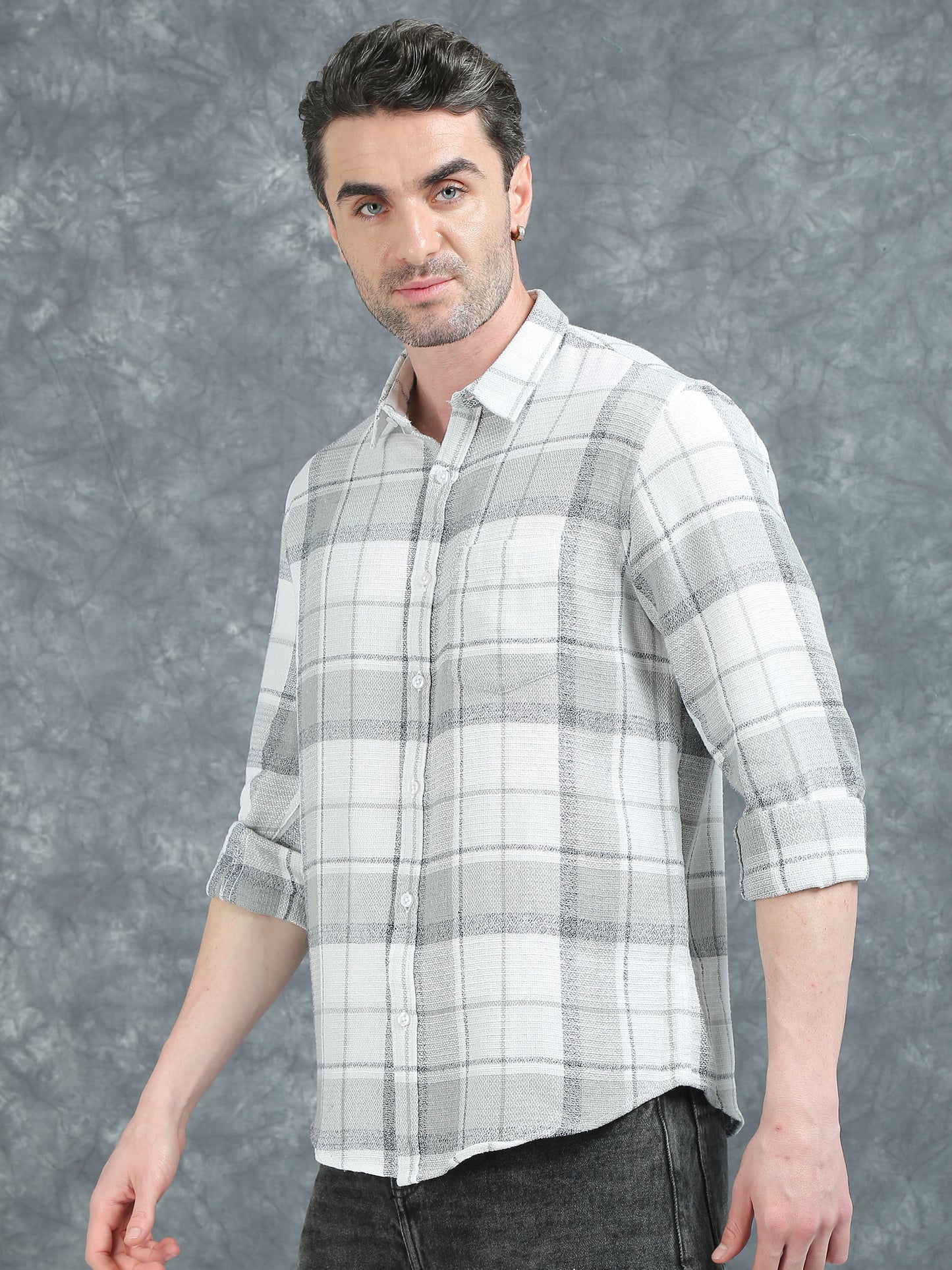 White with Grey Checks Shirt