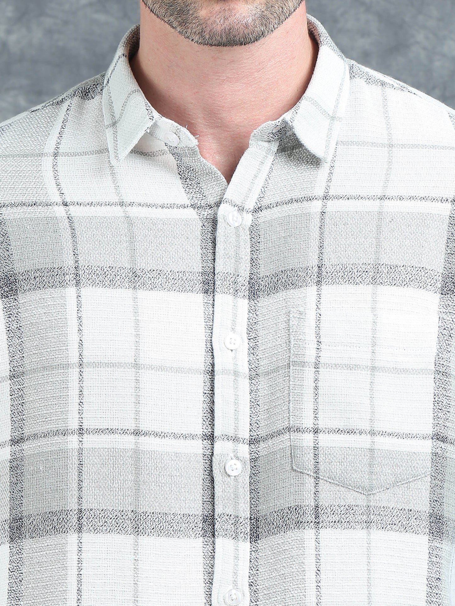 White with Grey Checks Shirt