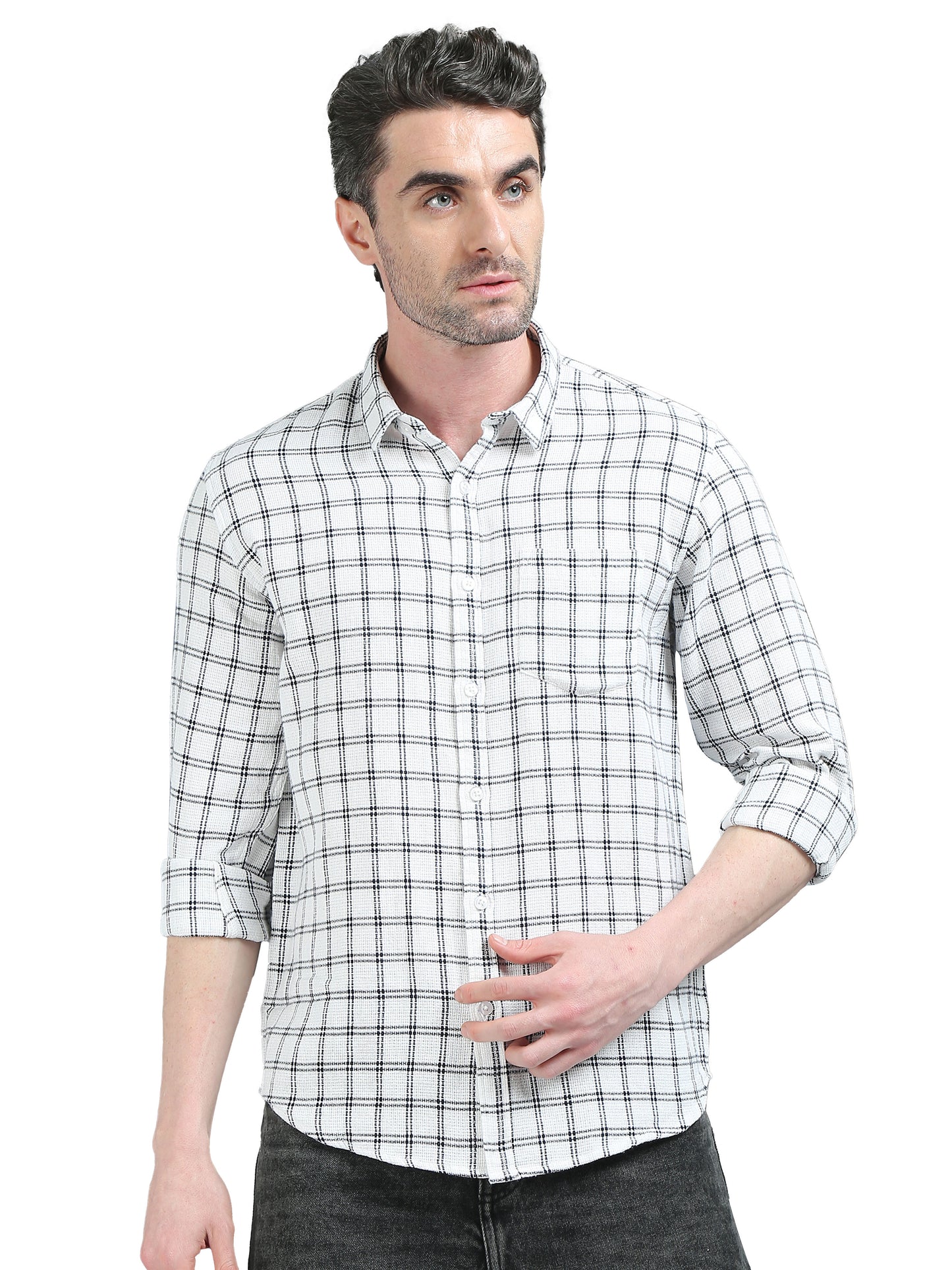 White with Black Checks Shirt